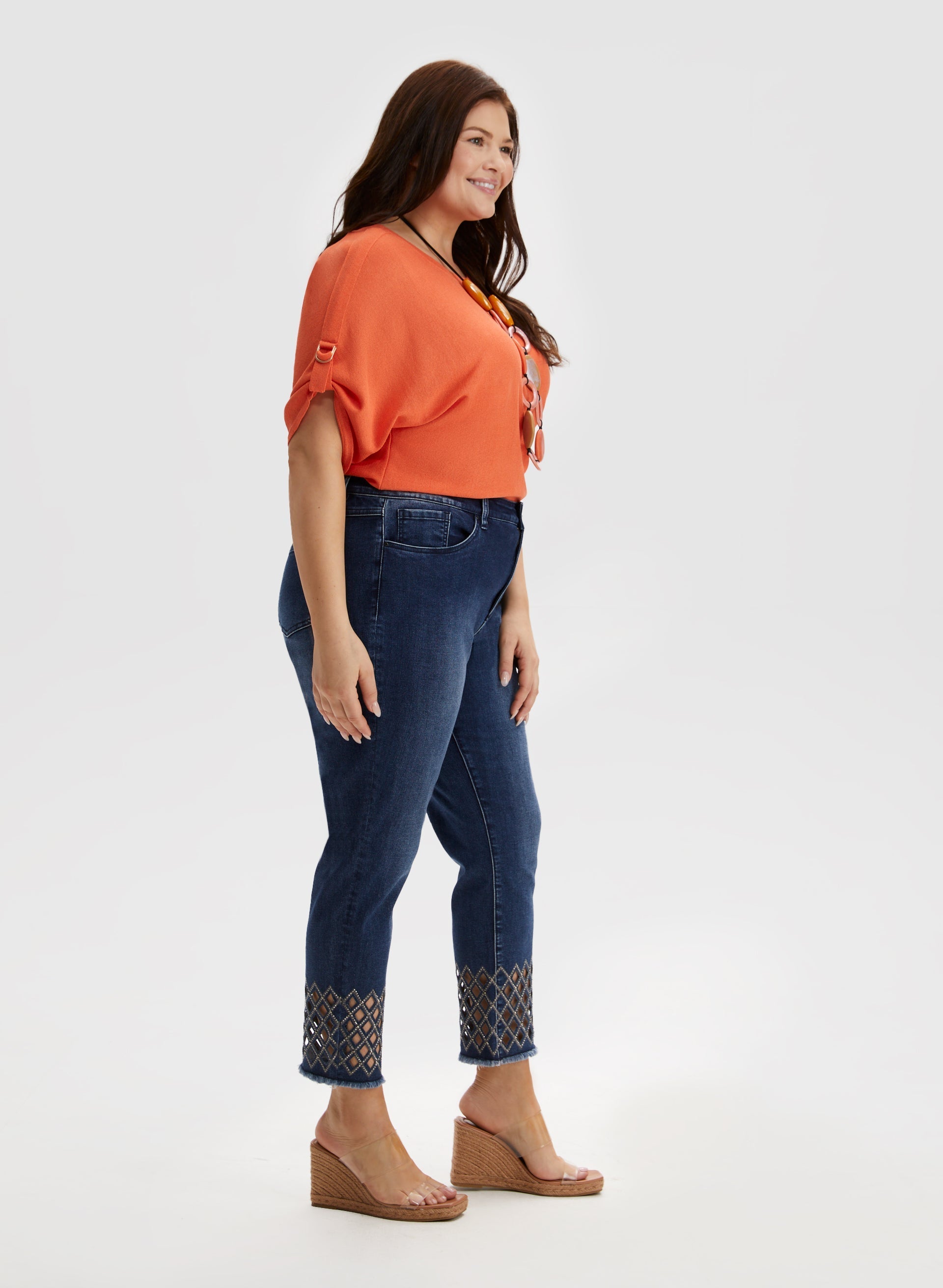 Diamond Cutout Slim Leg Jeans