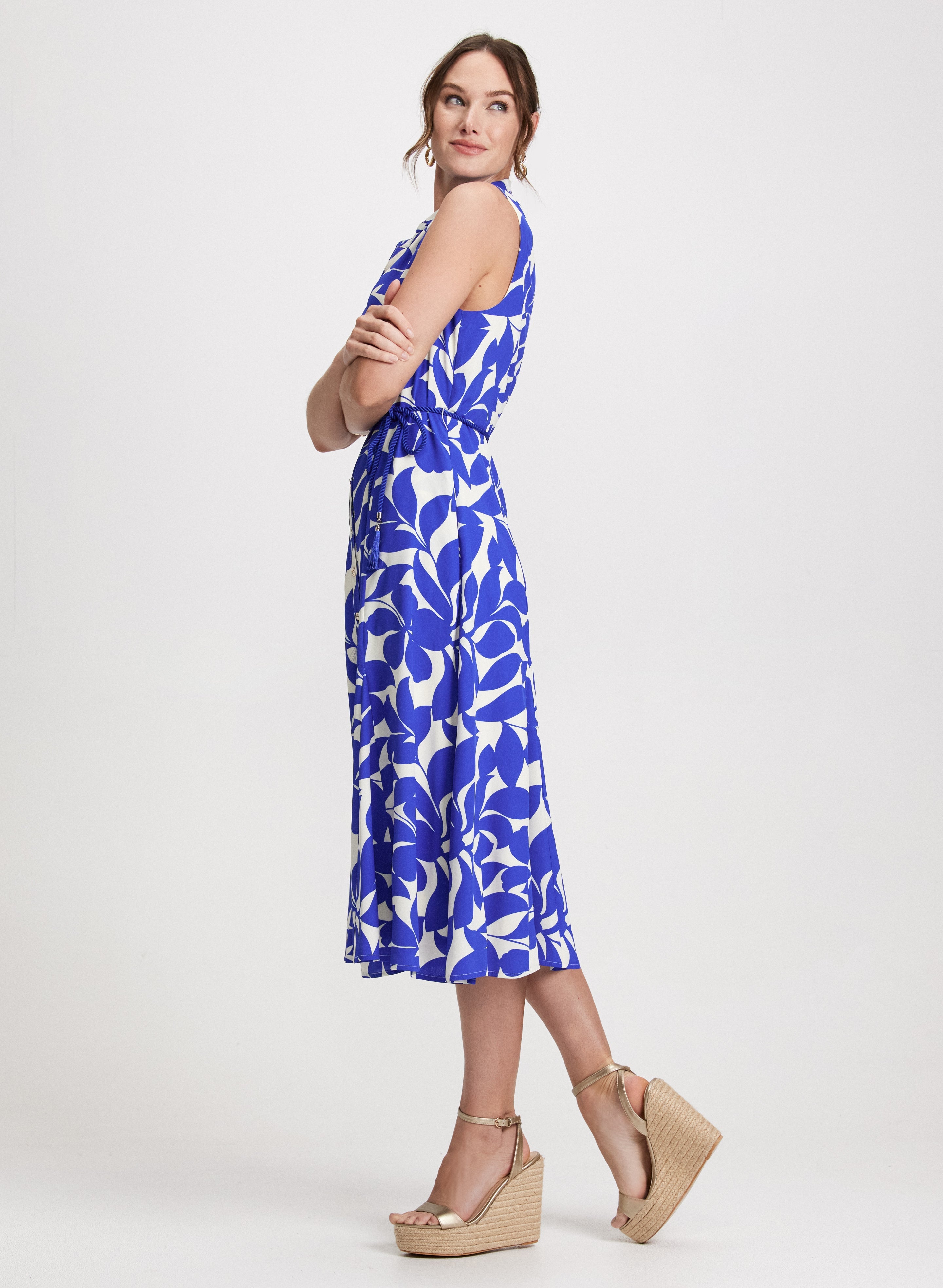 Button-Down Floral Midi Dress