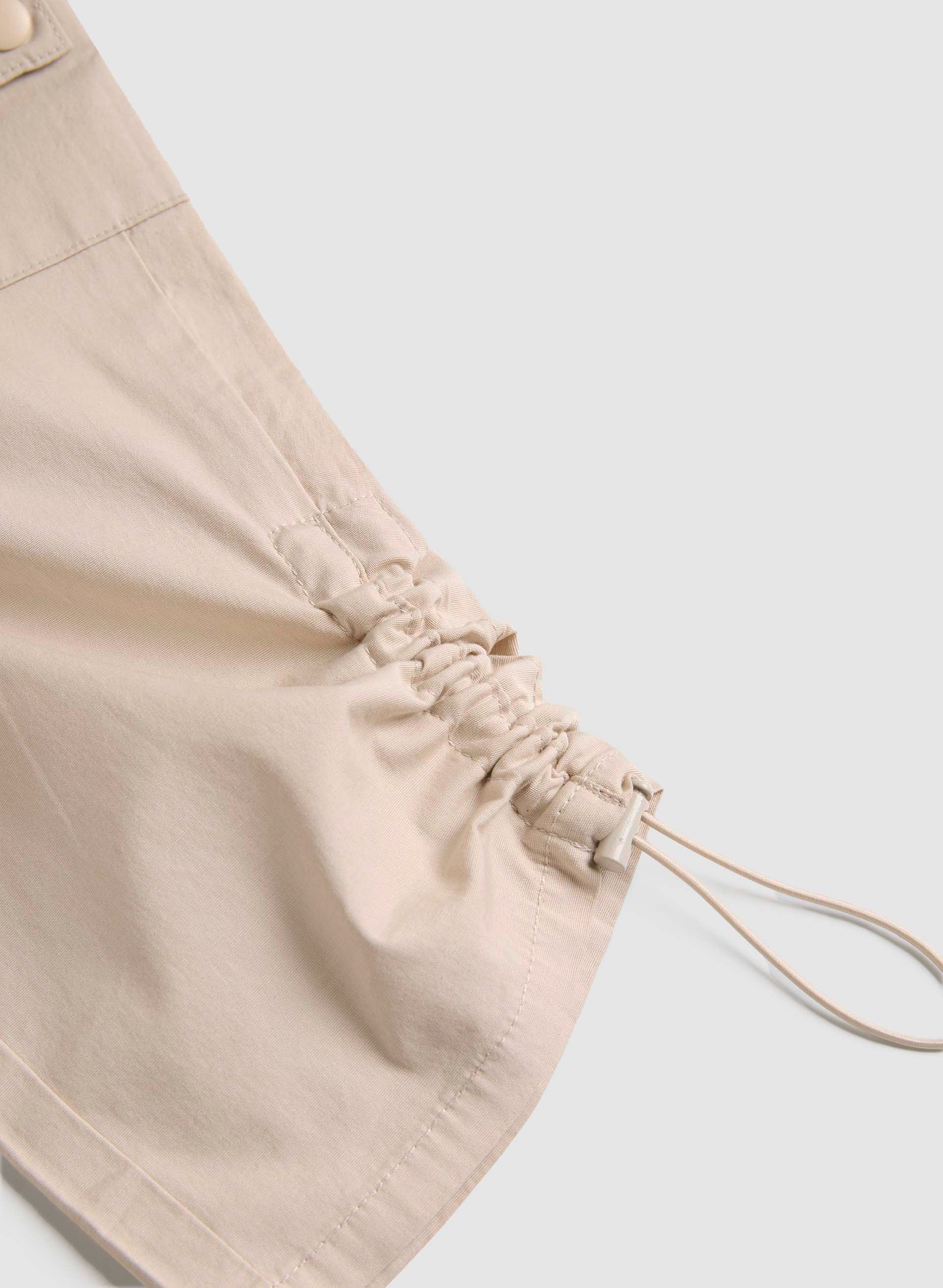 Cropped Drawstring Hem Cargo Pants