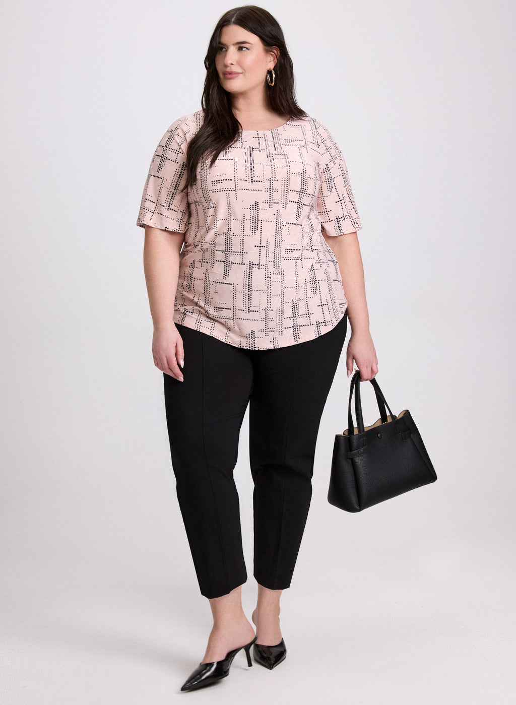 Abstract Grid Print Top