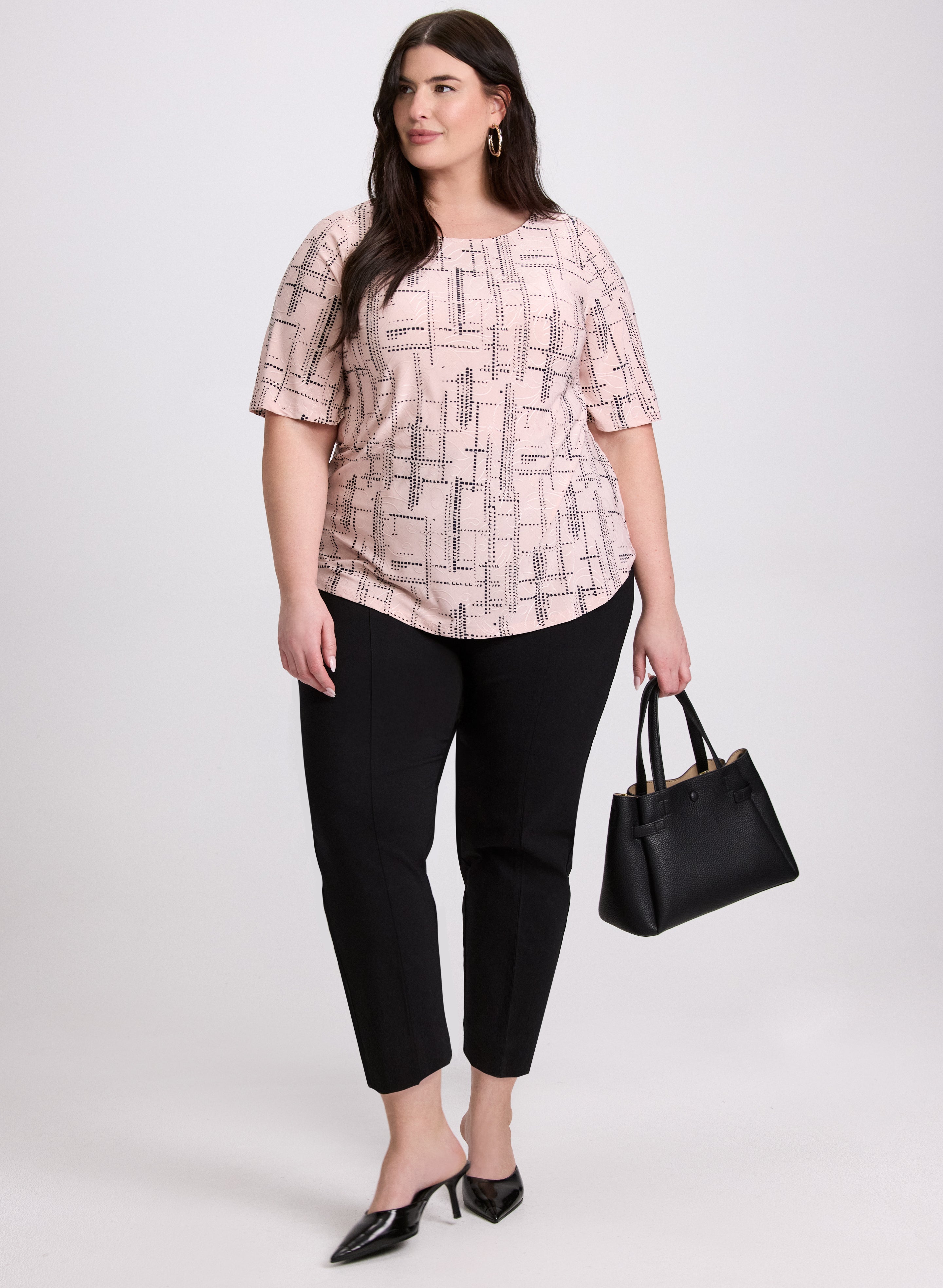 Abstract Grid Print Top