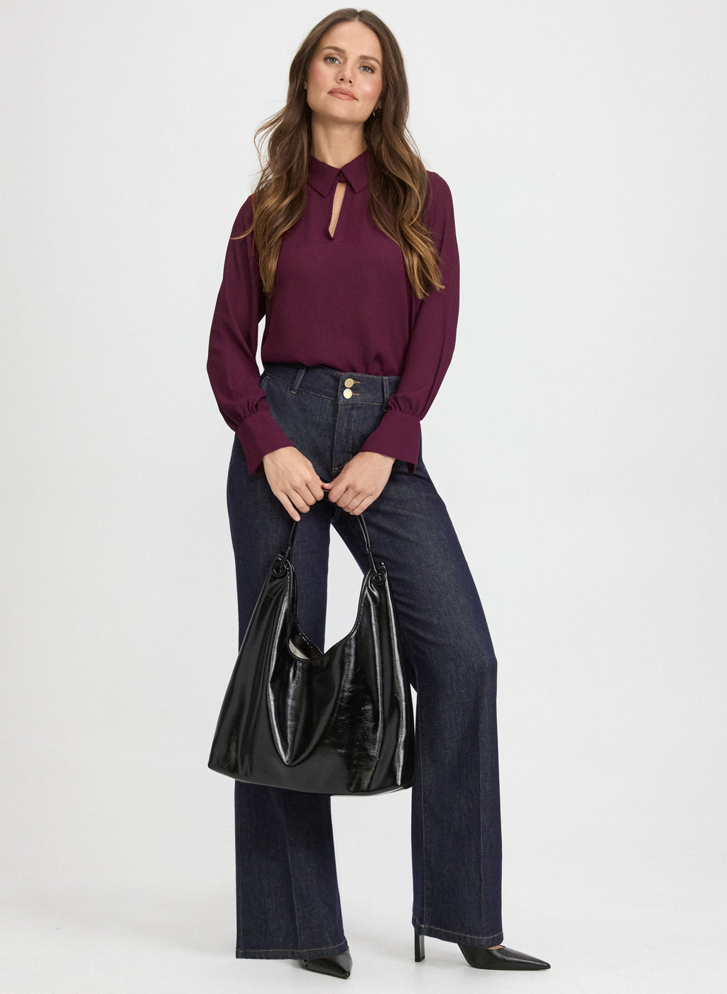 Crepe Keyhole Blouse