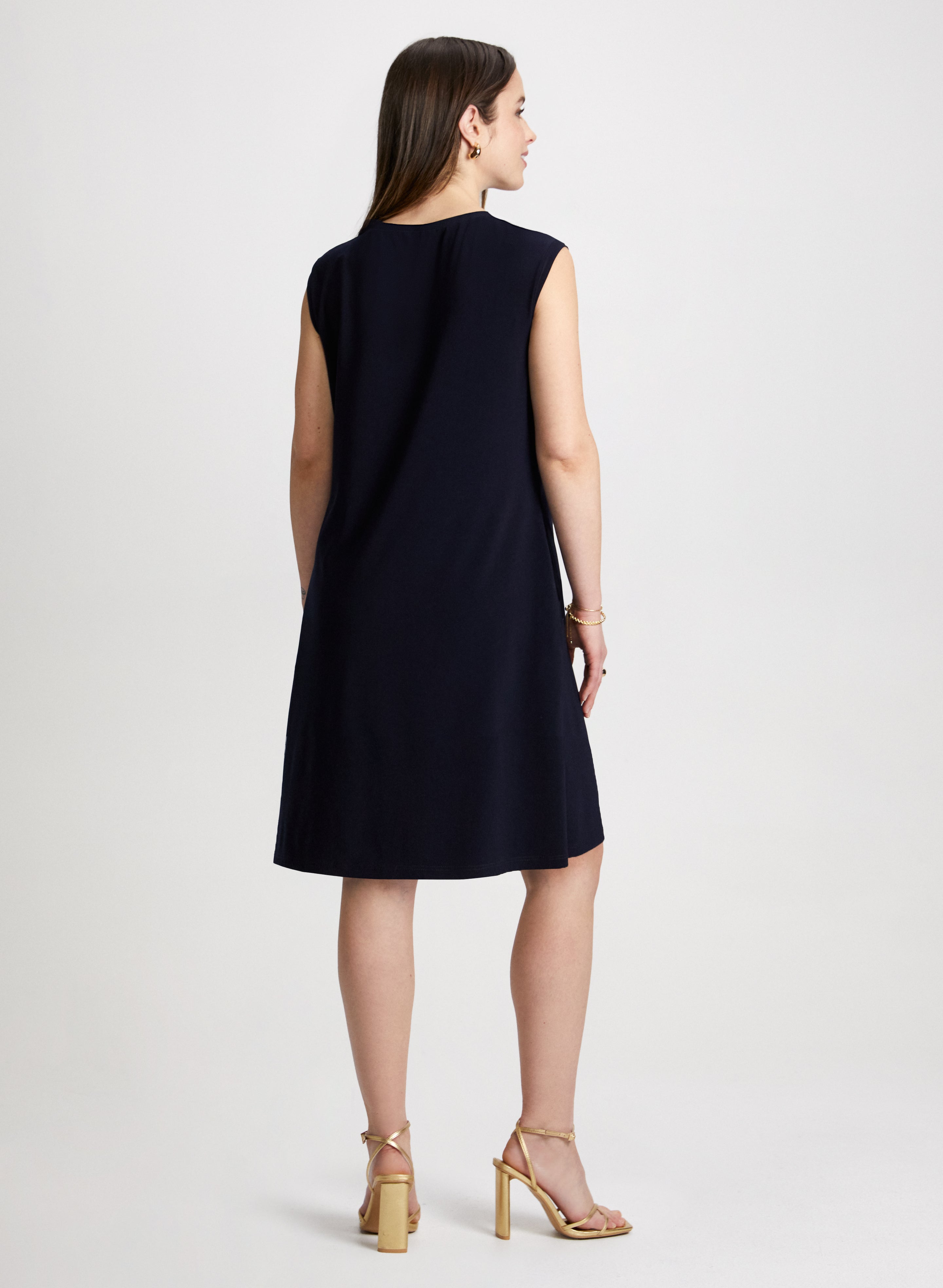 Decorative Button A-Line Dress