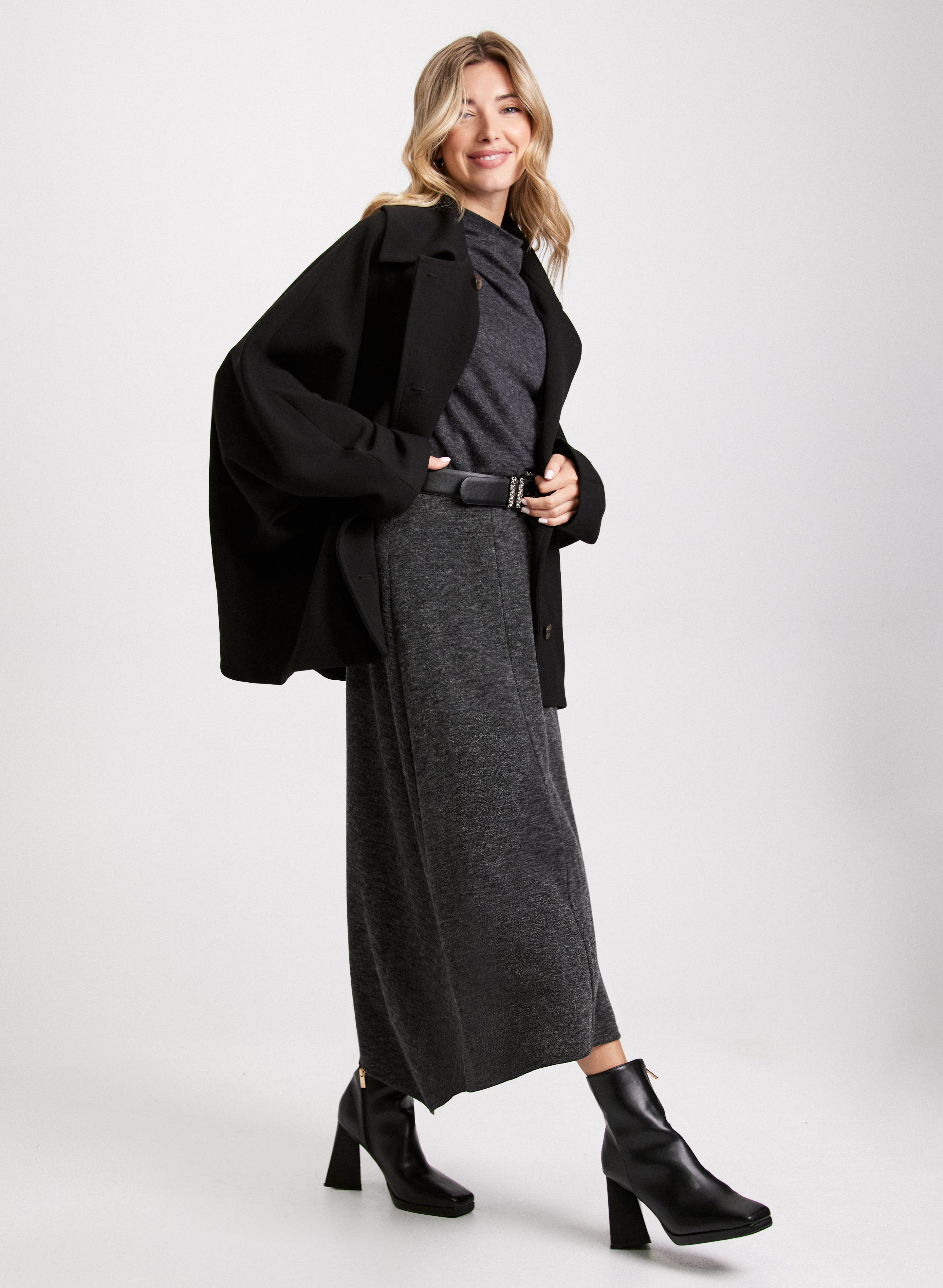 Asymmetric Hem Midi Skirt