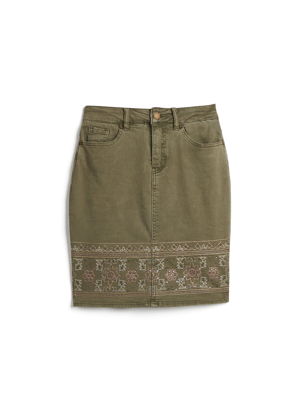 Charlie B - Embroidered Cotton Twill Skort