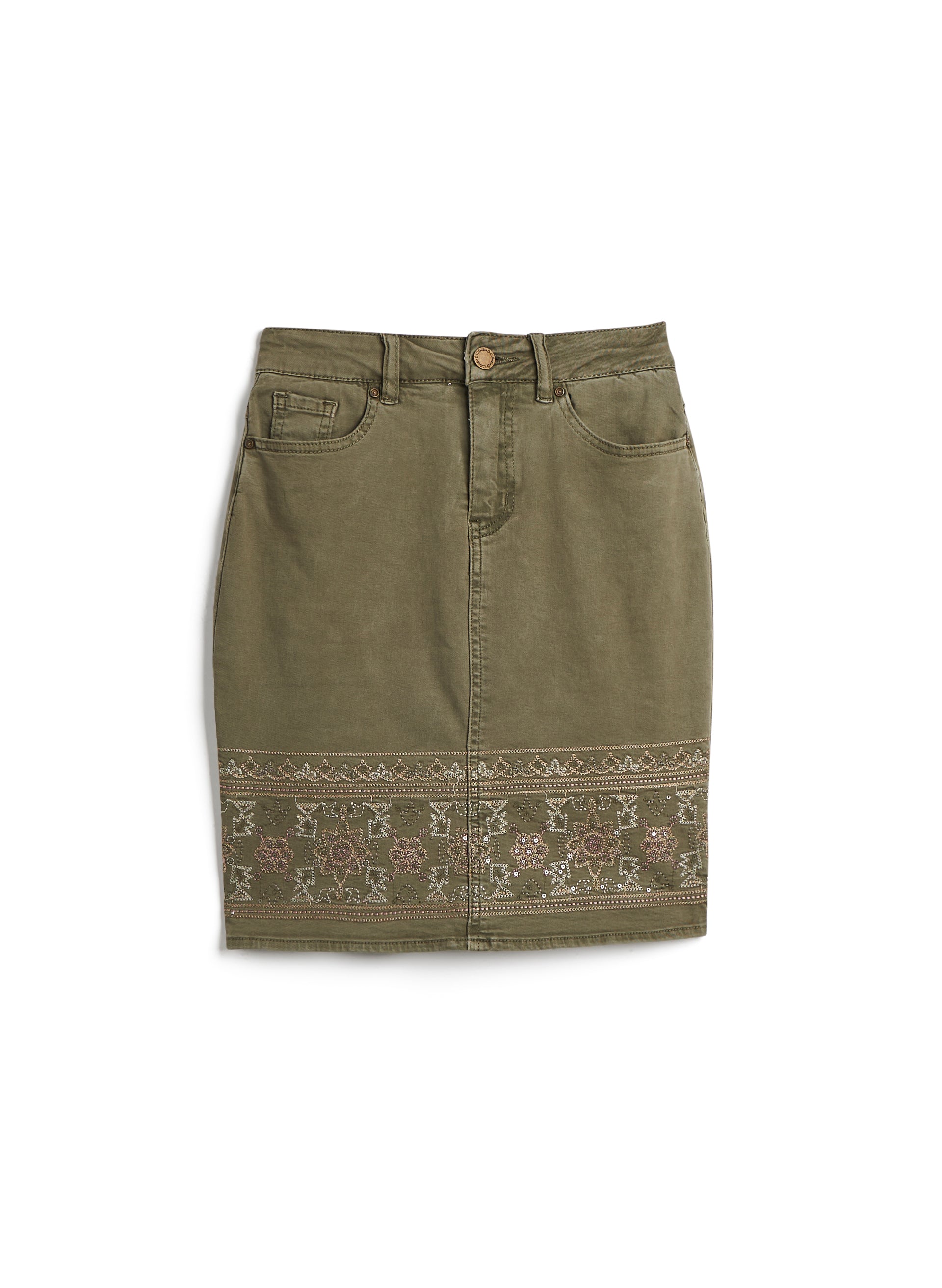 Charlie B - Embroidered Cotton Twill Skort