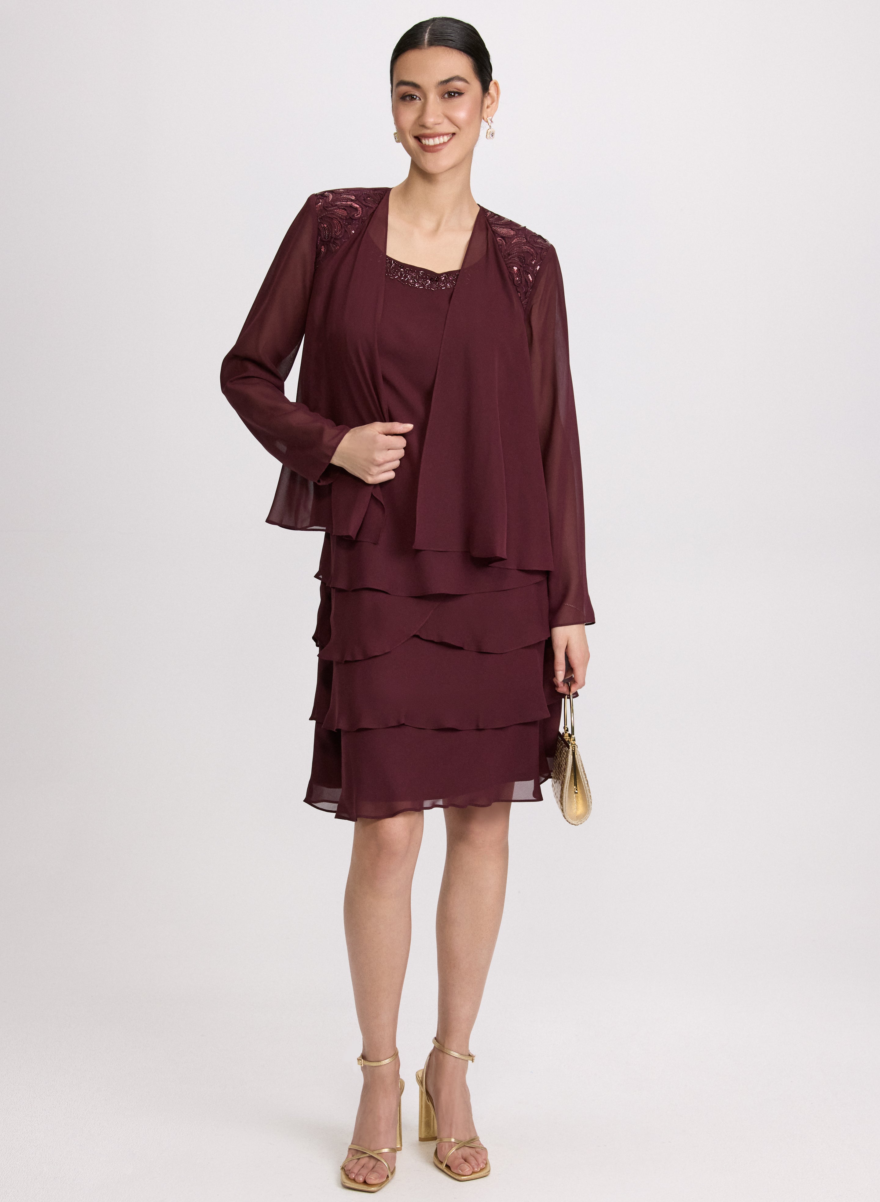 Chiffon Dress & Jacket Set