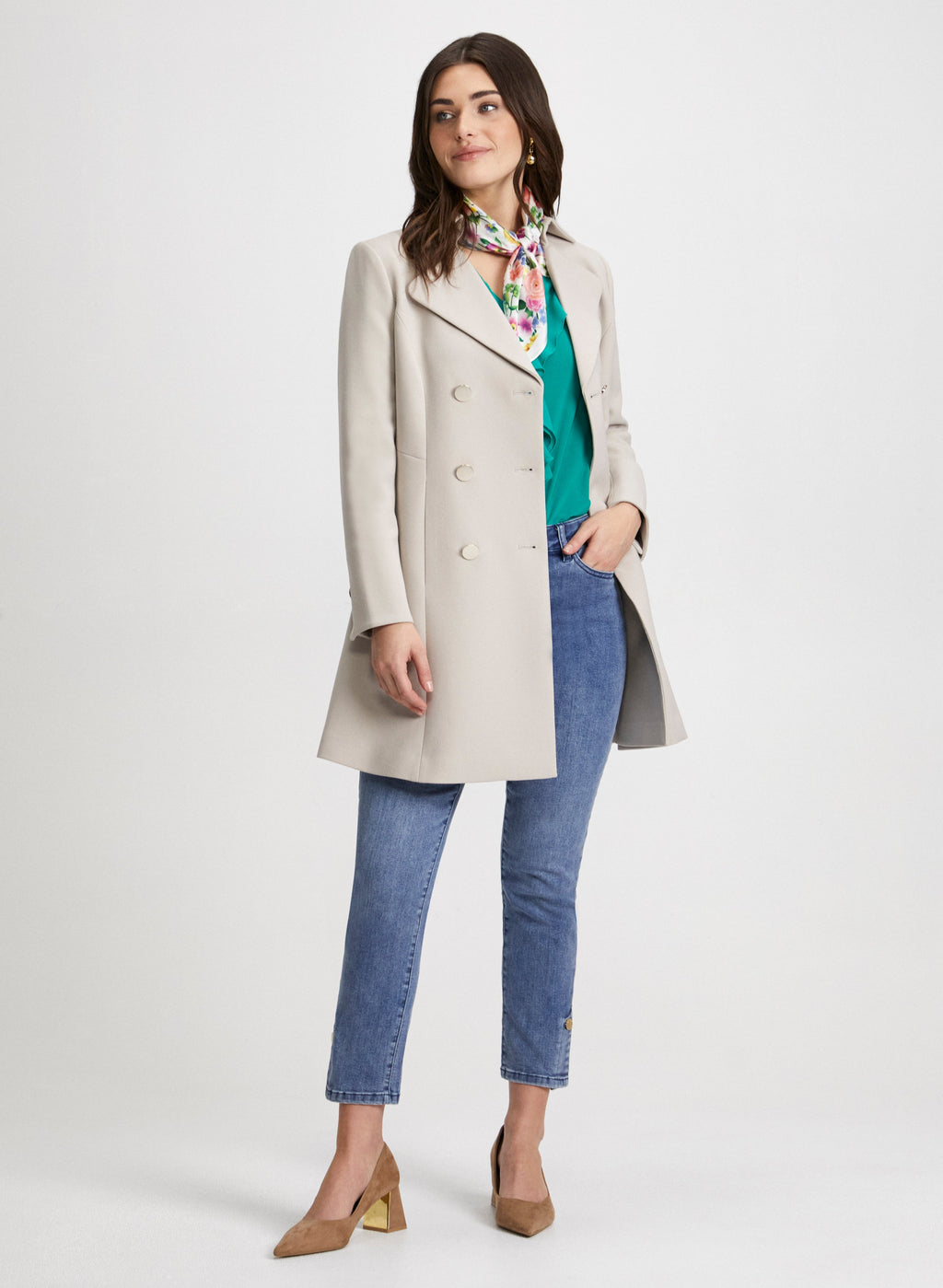 Button Hem Straight Leg Jeans