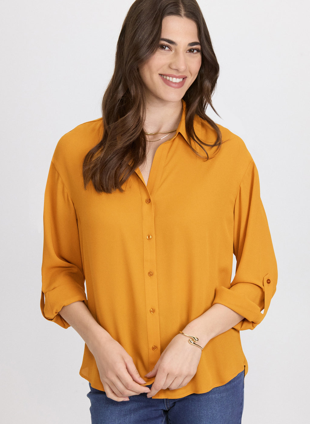 Crepe Button-Down Blouse
