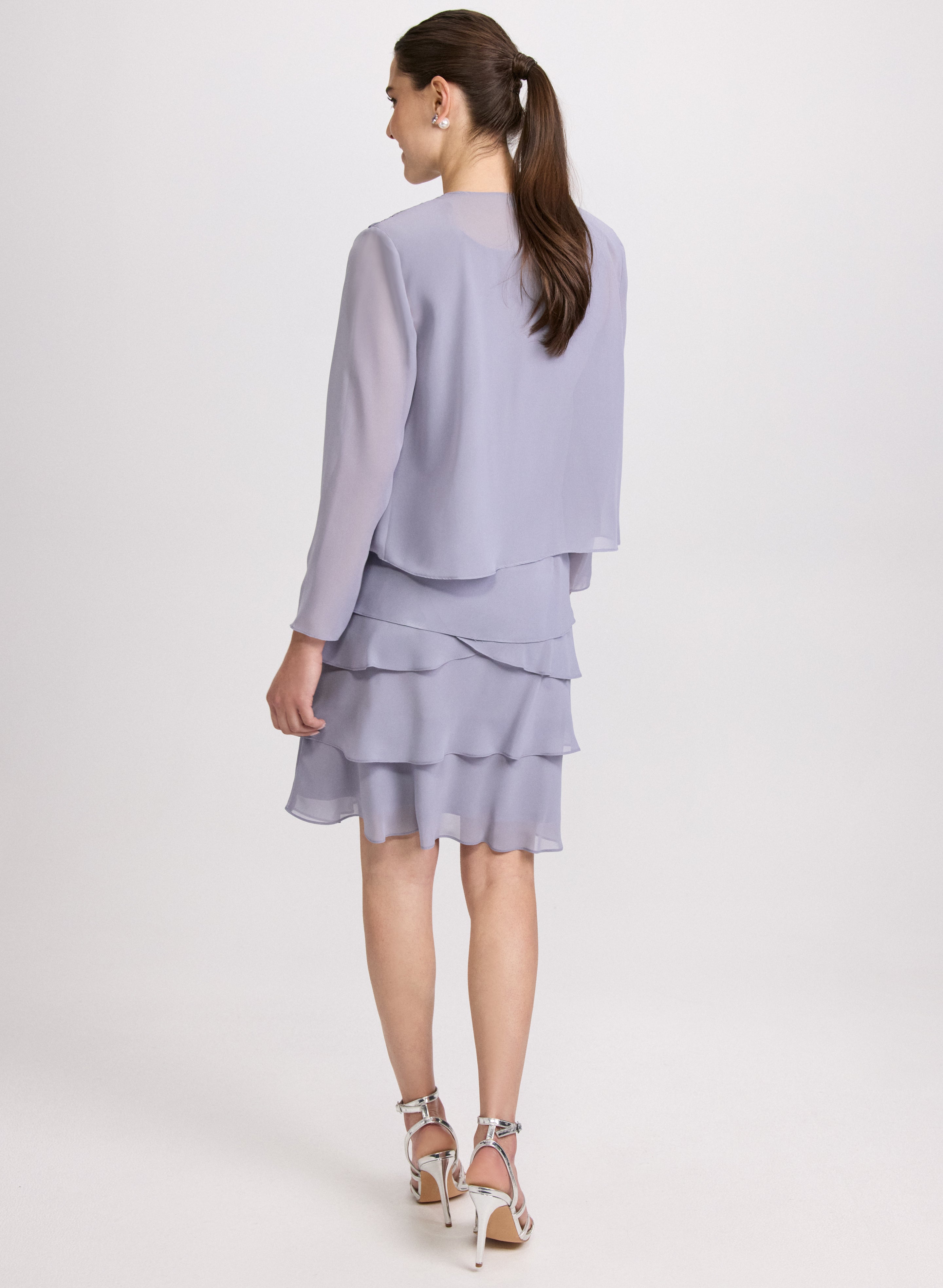 Chiffon Sequin Dress & Jacket Set