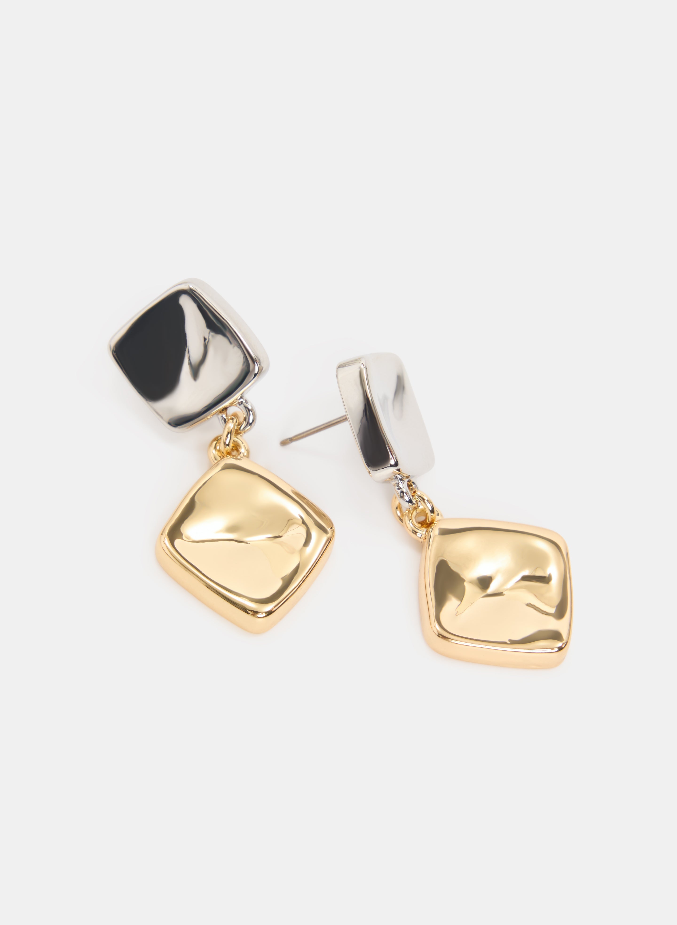 2-Tone Square Drop Earrings