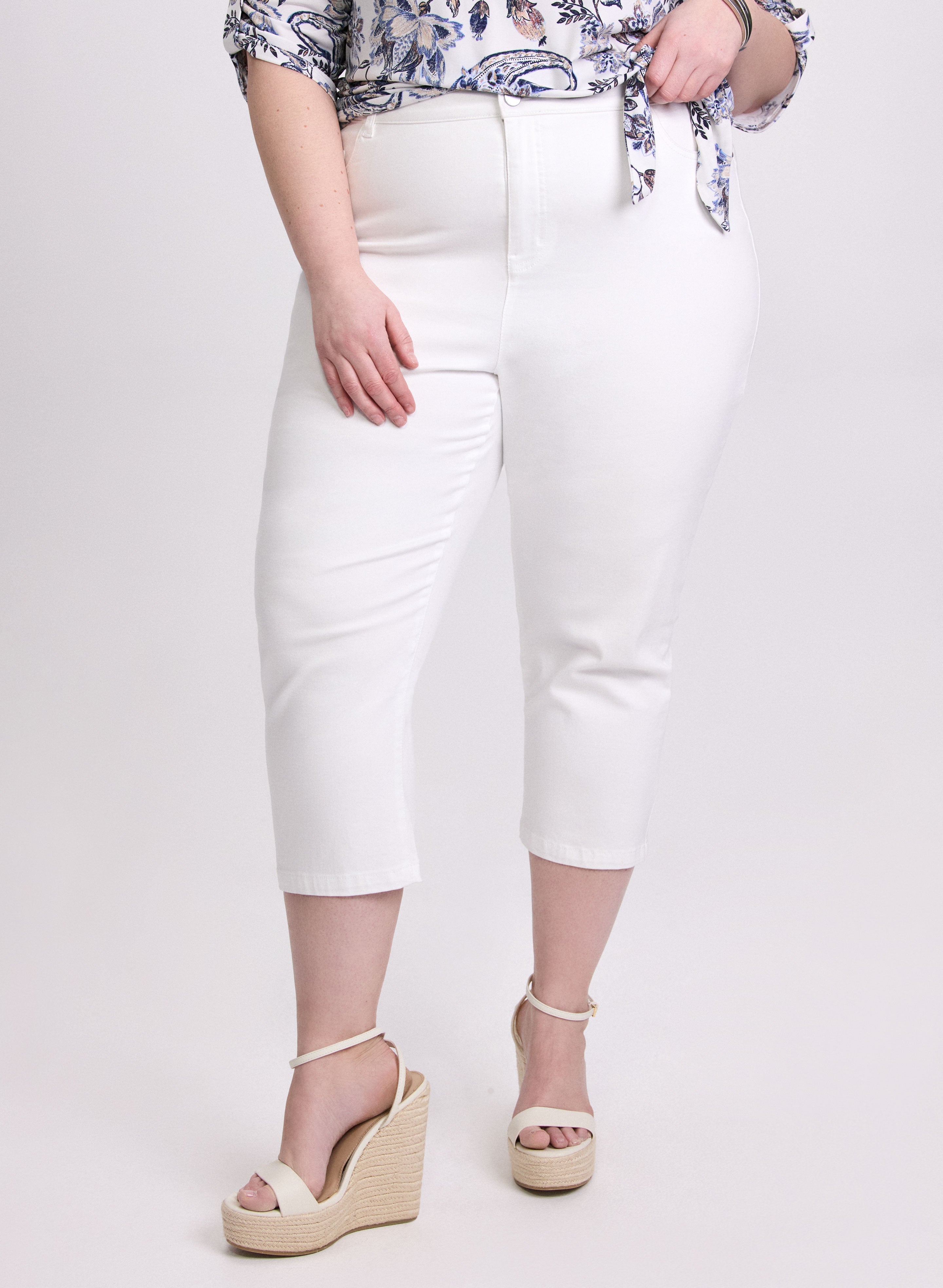 Crochet Trim Denim Capris