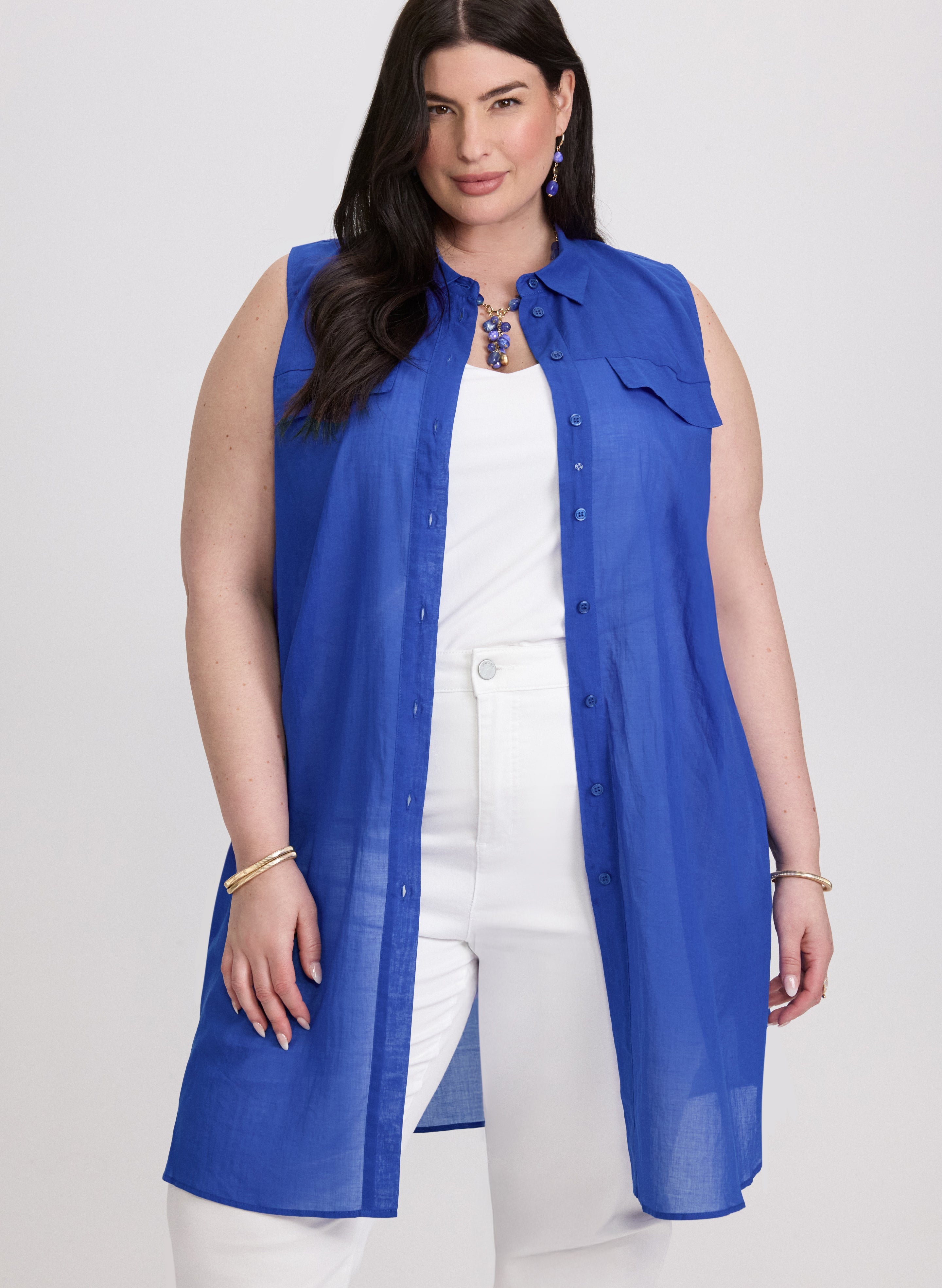 Button-Down Cotton Voile Blouse