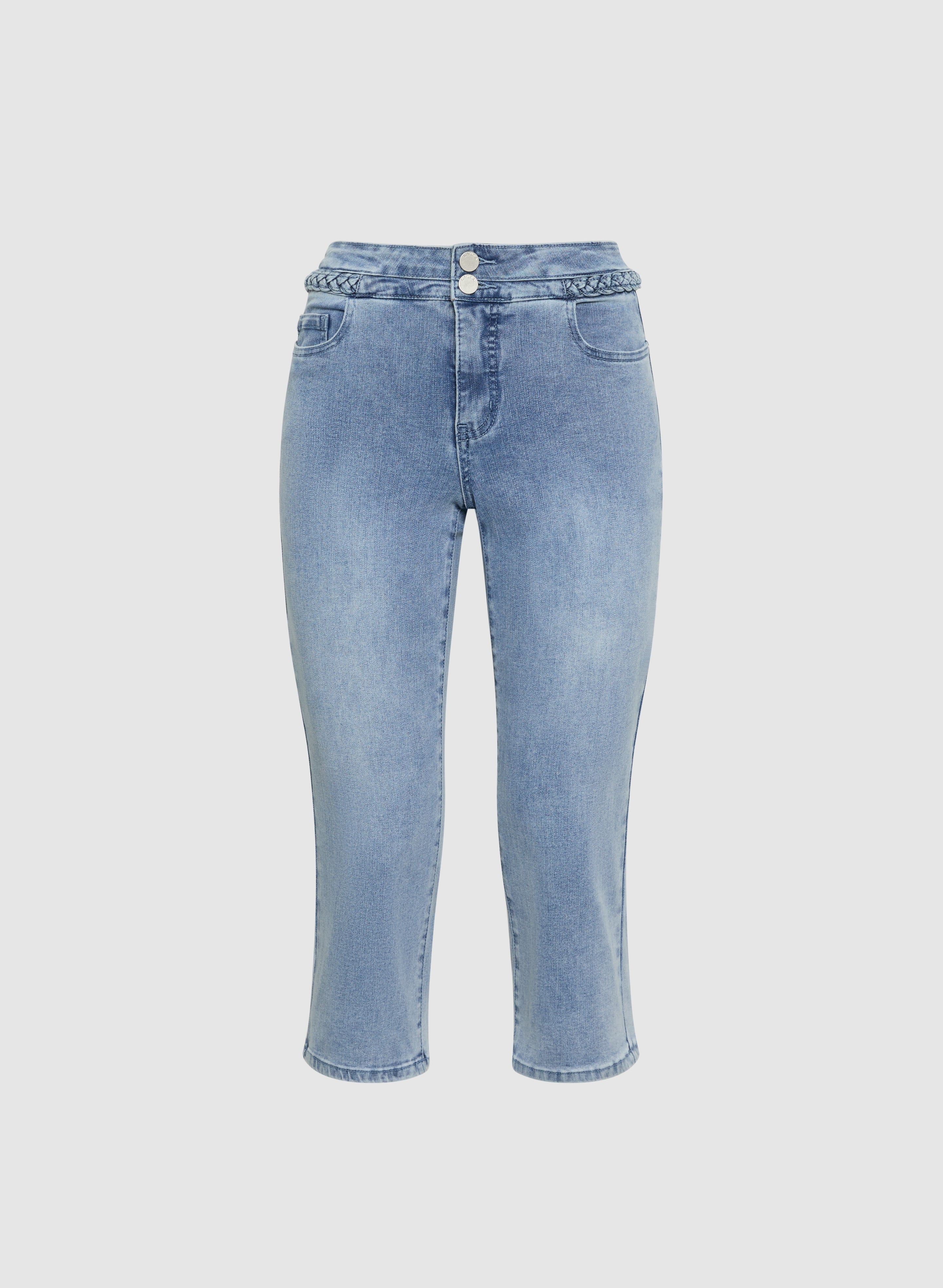 Braided Trim Denim Capris