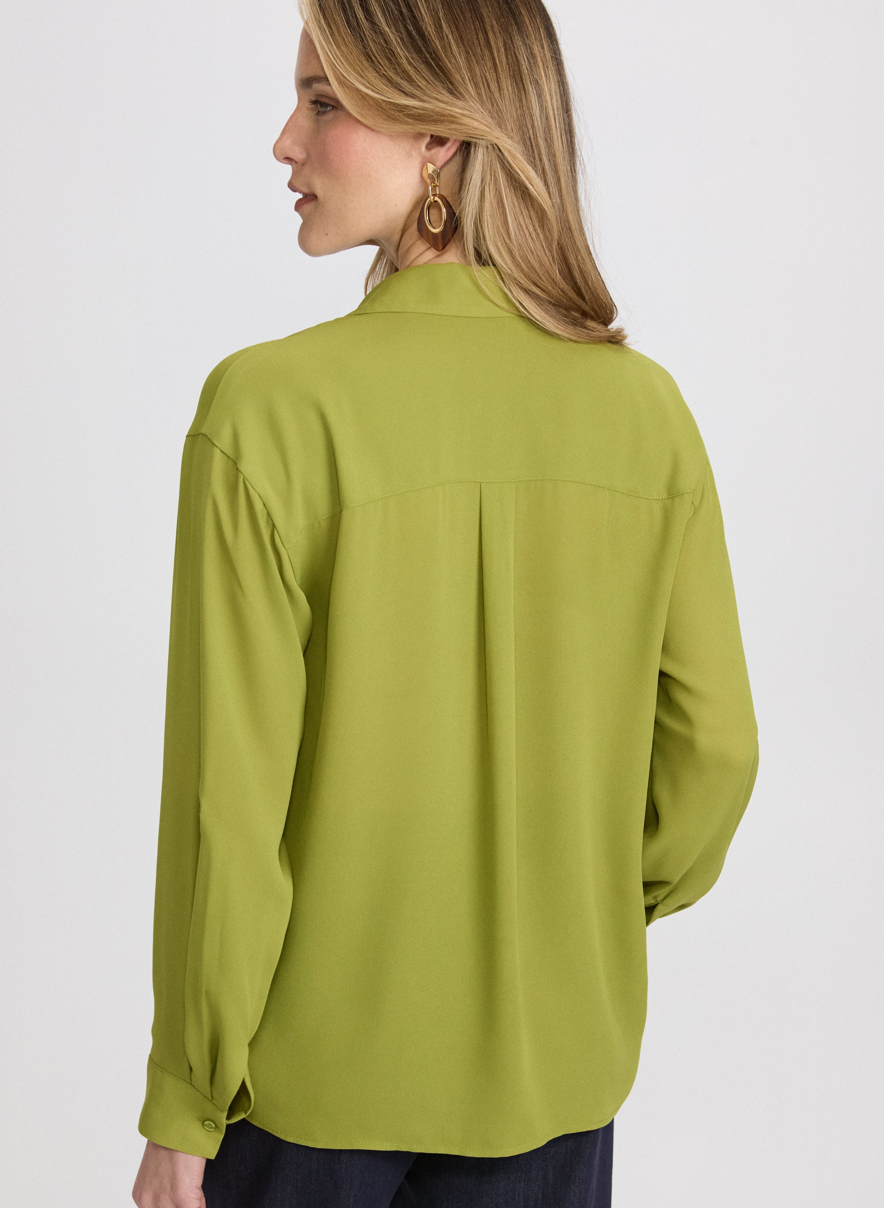 Crepe Button-Down Blouse