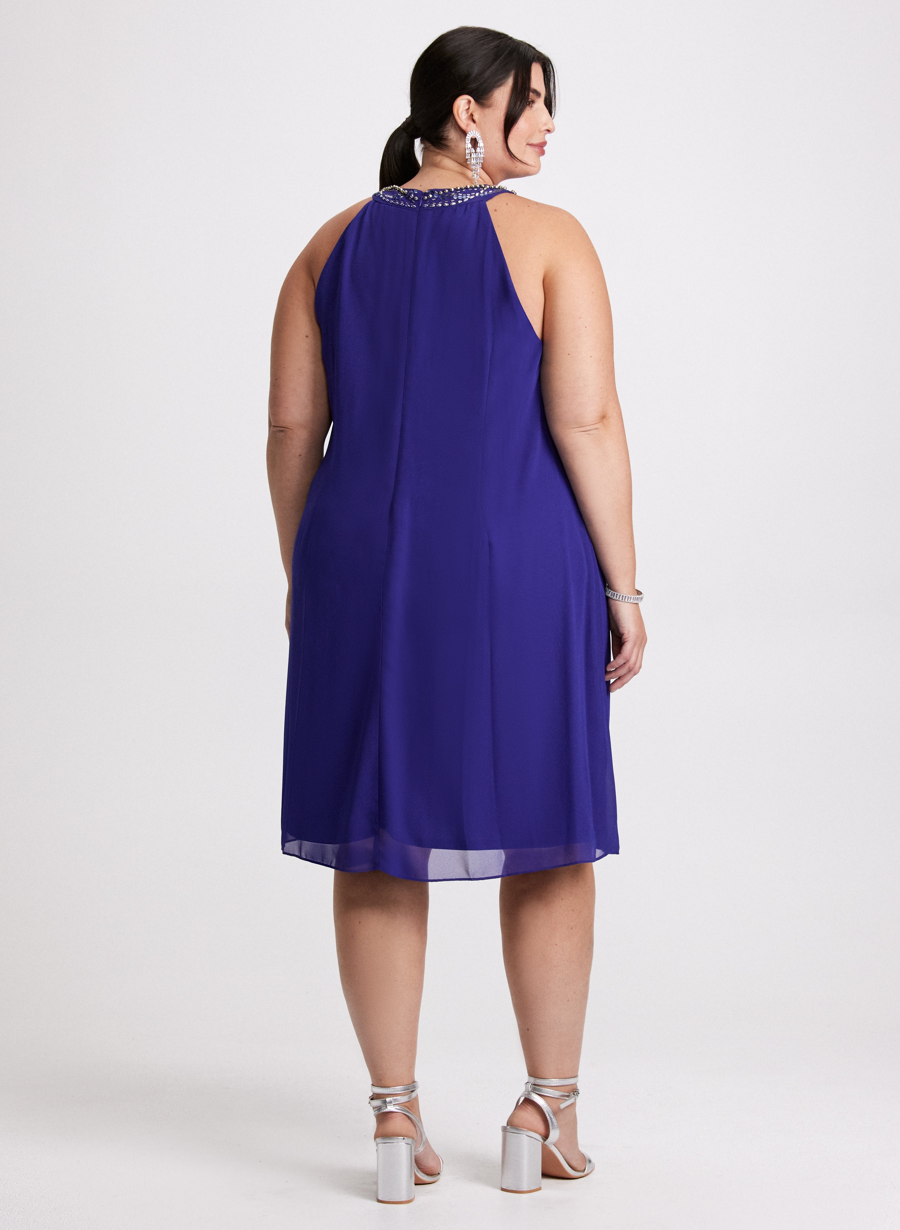 Beaded Flounce Front Dress