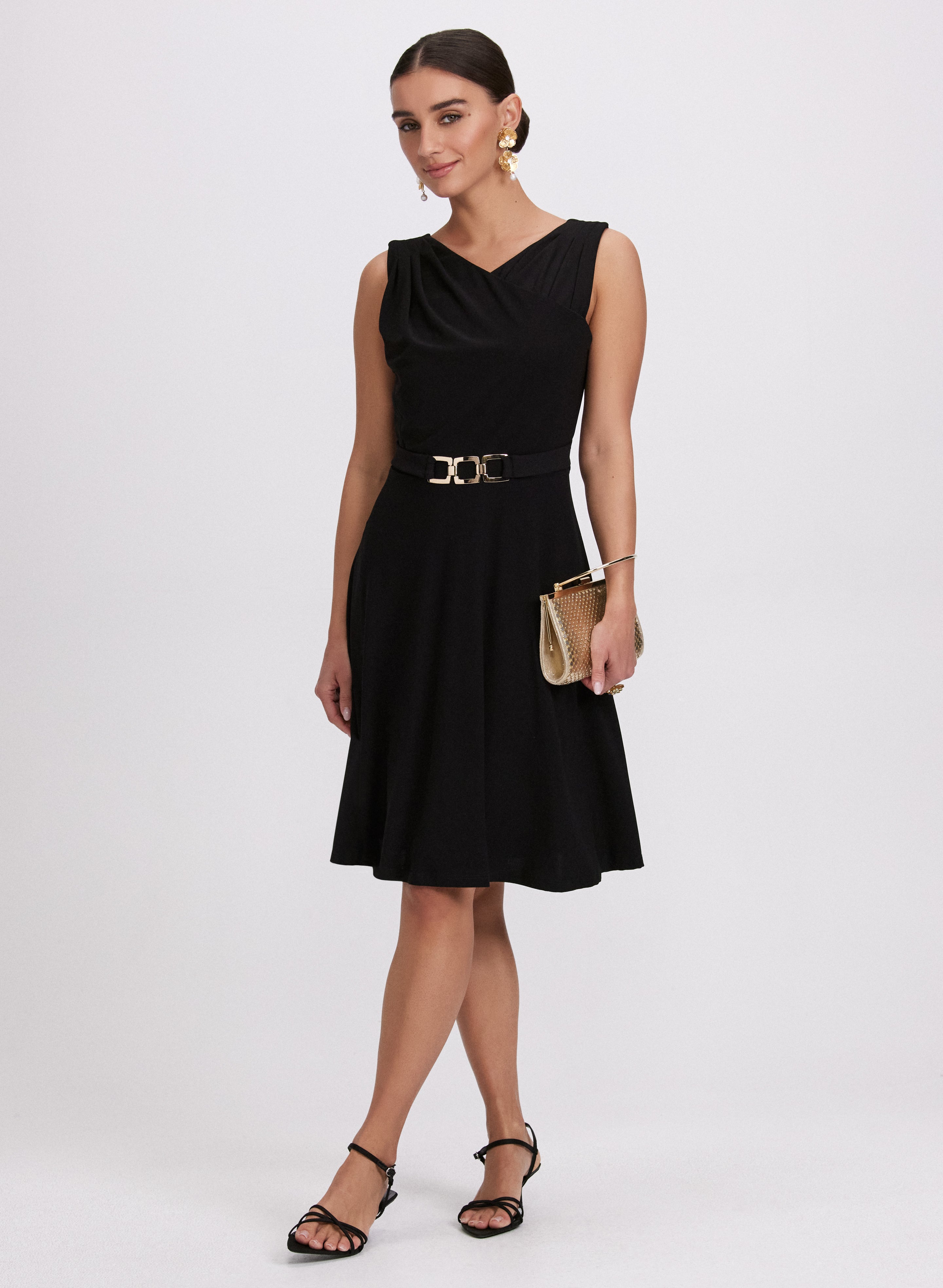 Belted Pleat Detail Dress