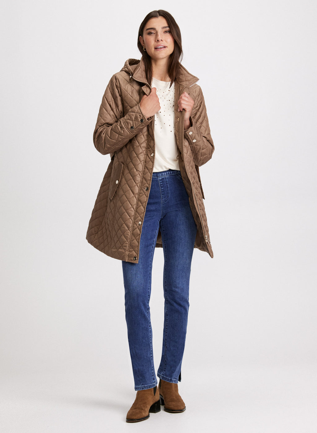 Diamond Quilt Belted Jacket