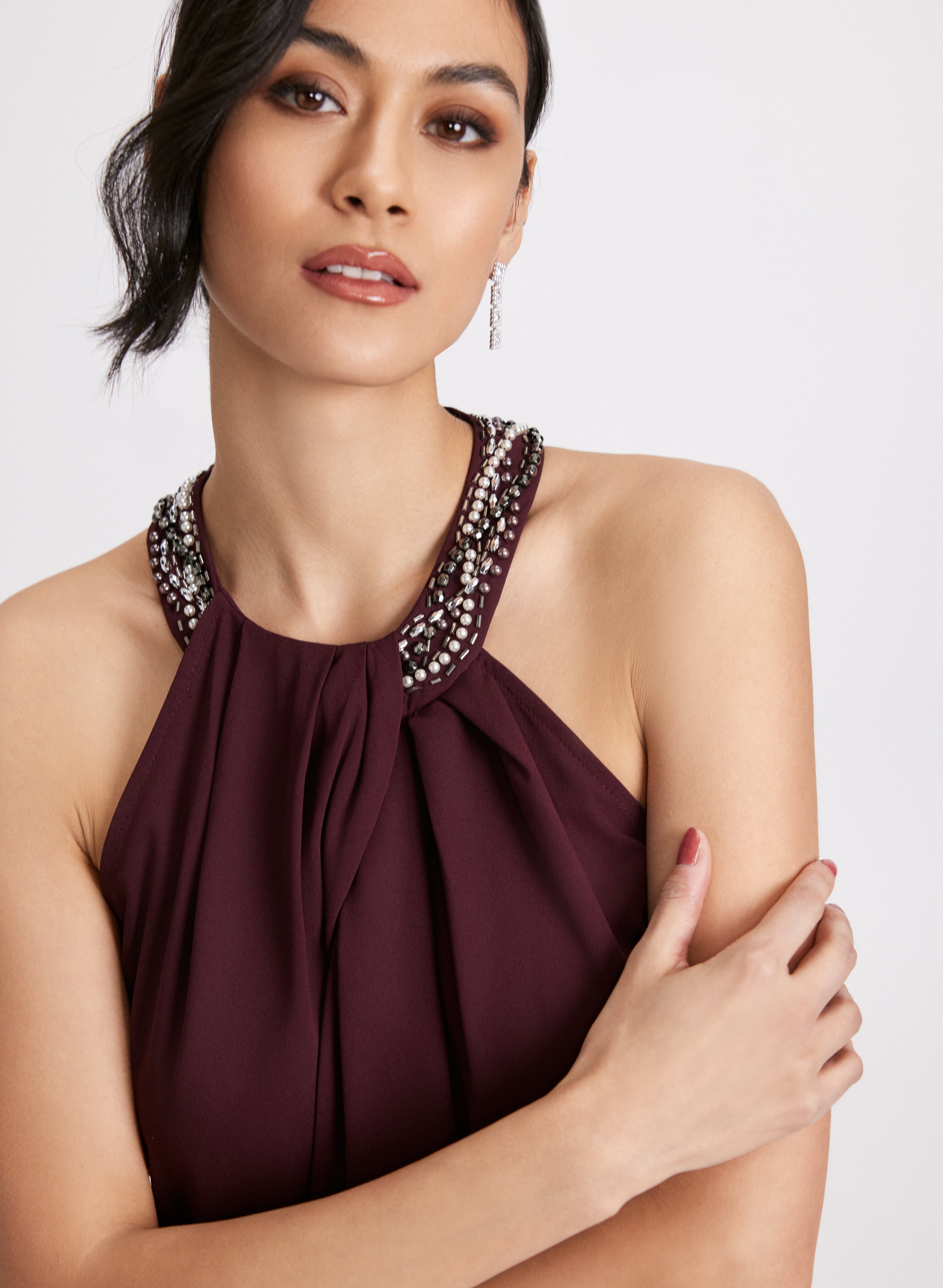 Beaded Halter Neck Dress