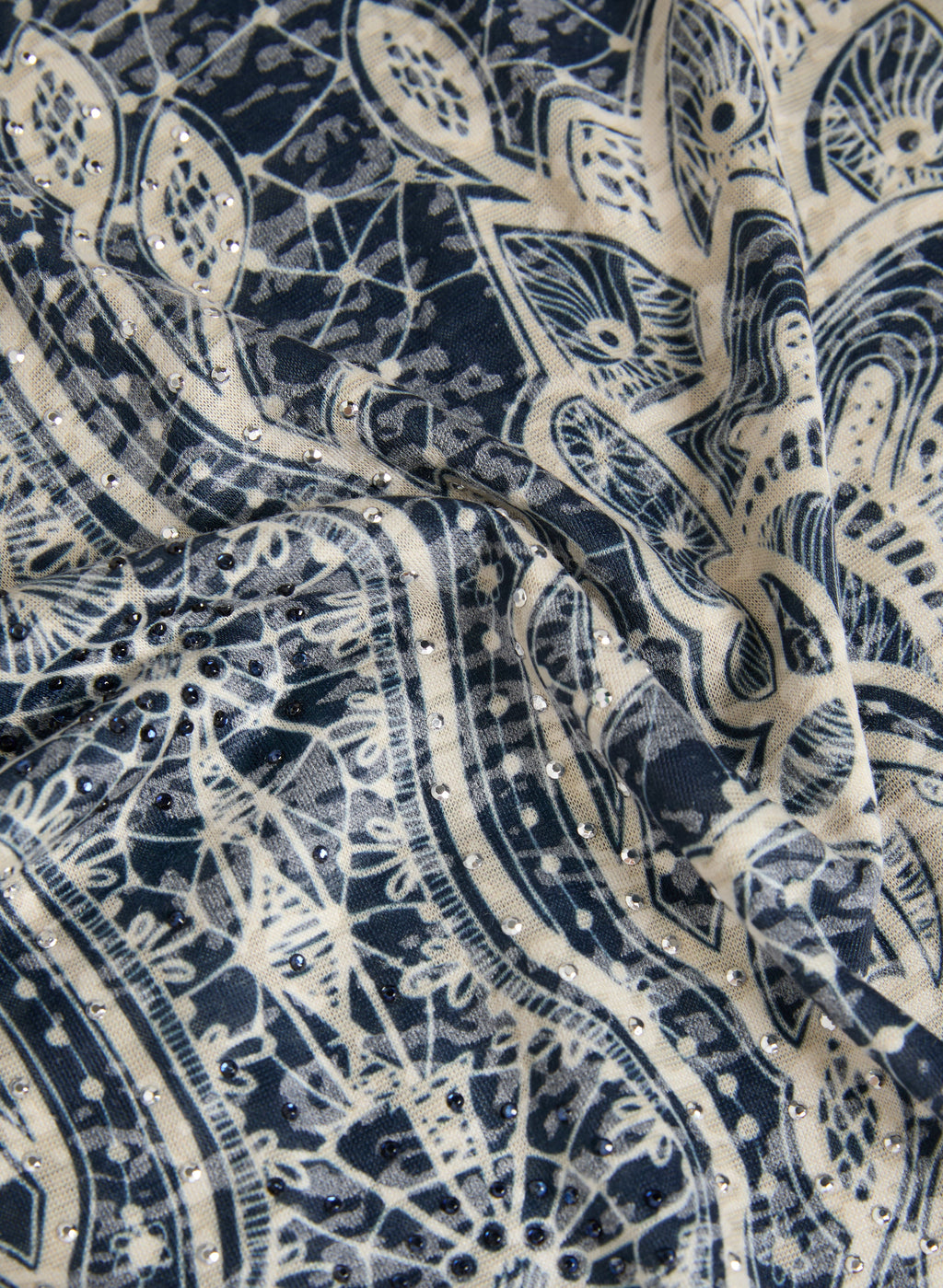 Abstract Rhinestone Embellished T-Shirt