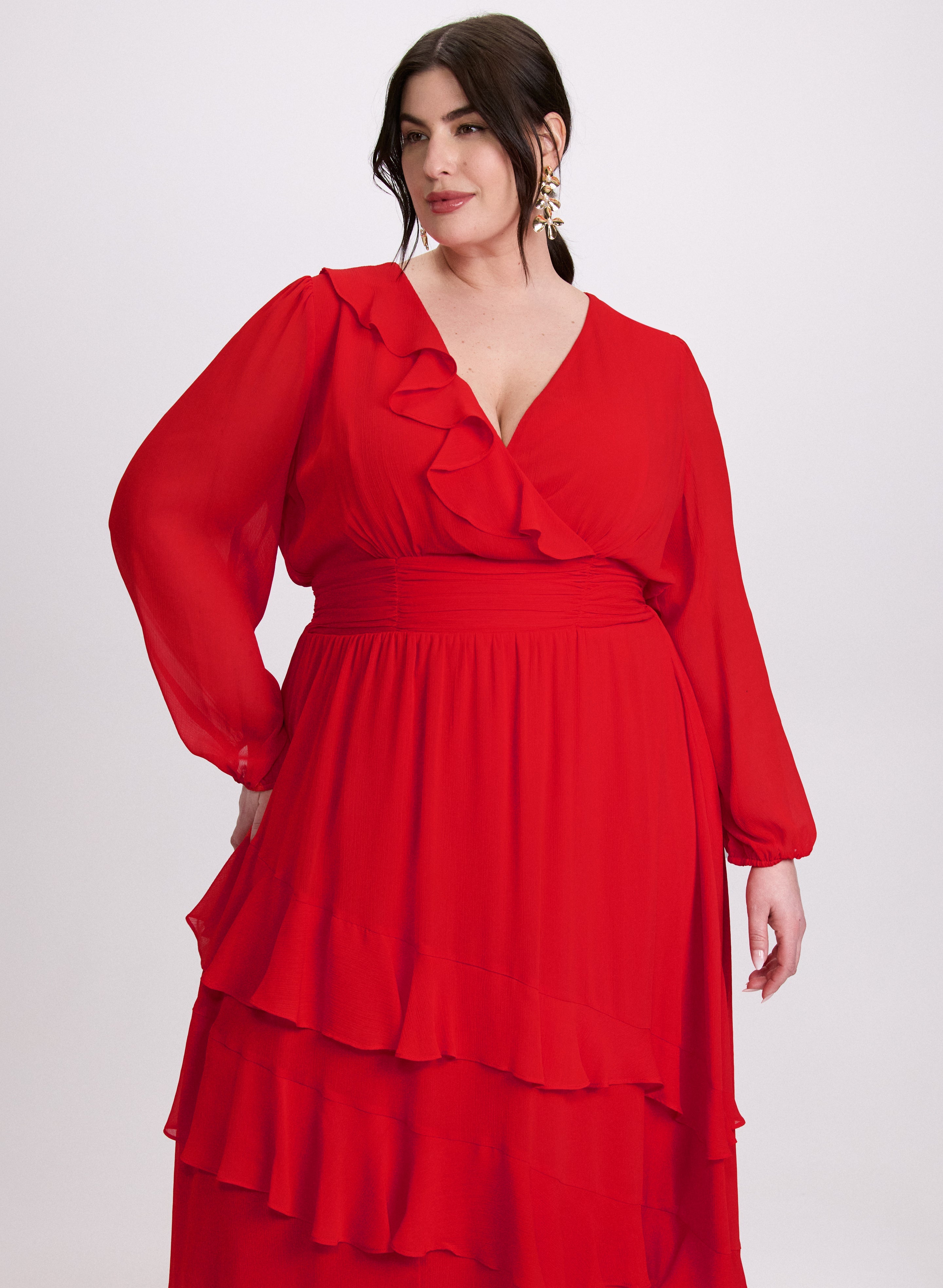 Asymmetric Ruffle Front Dress