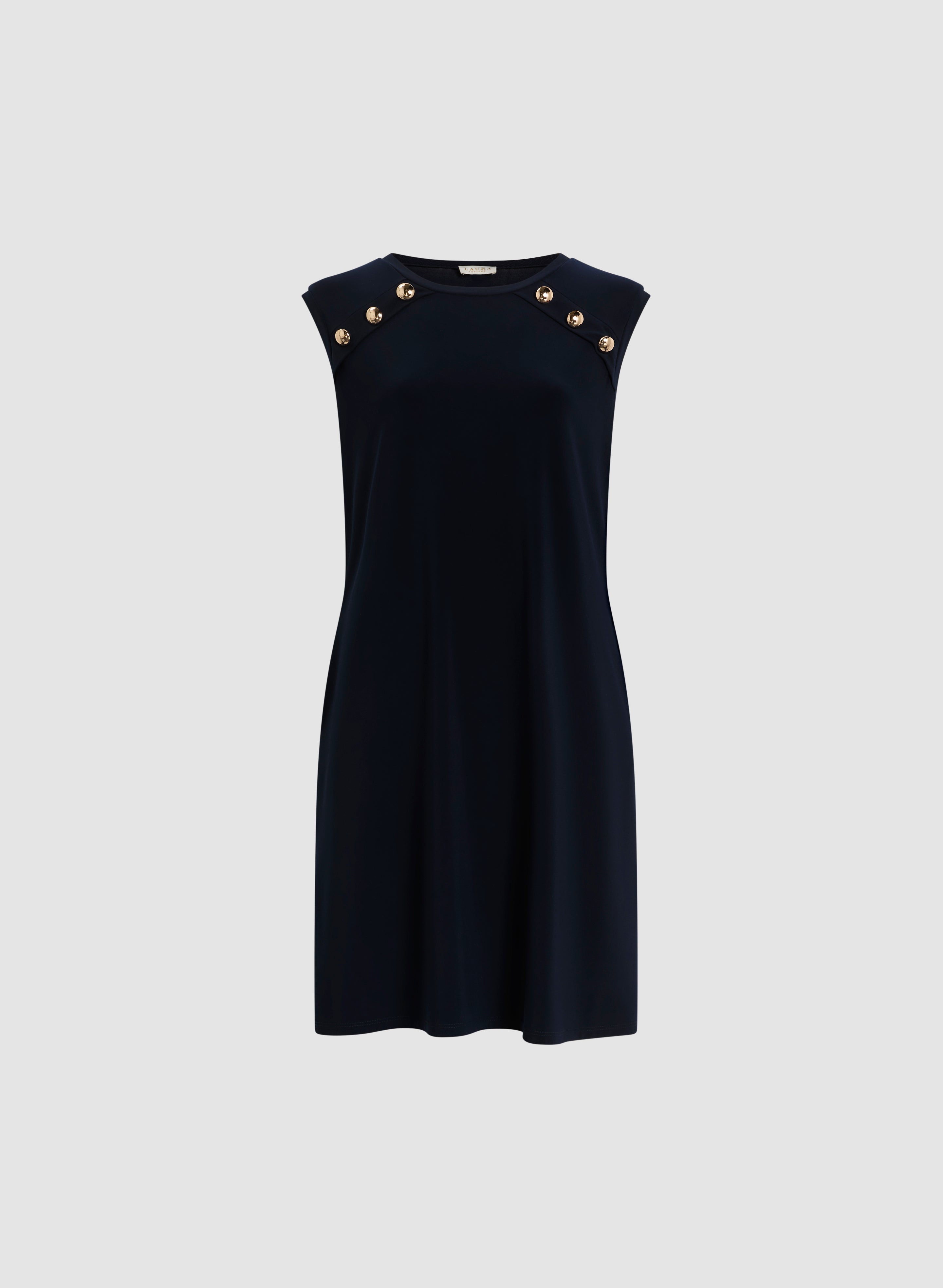 Decorative Button A-Line Dress