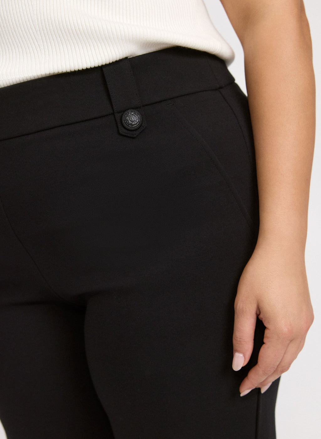 Ava Embossed Button Straight-Leg Pants