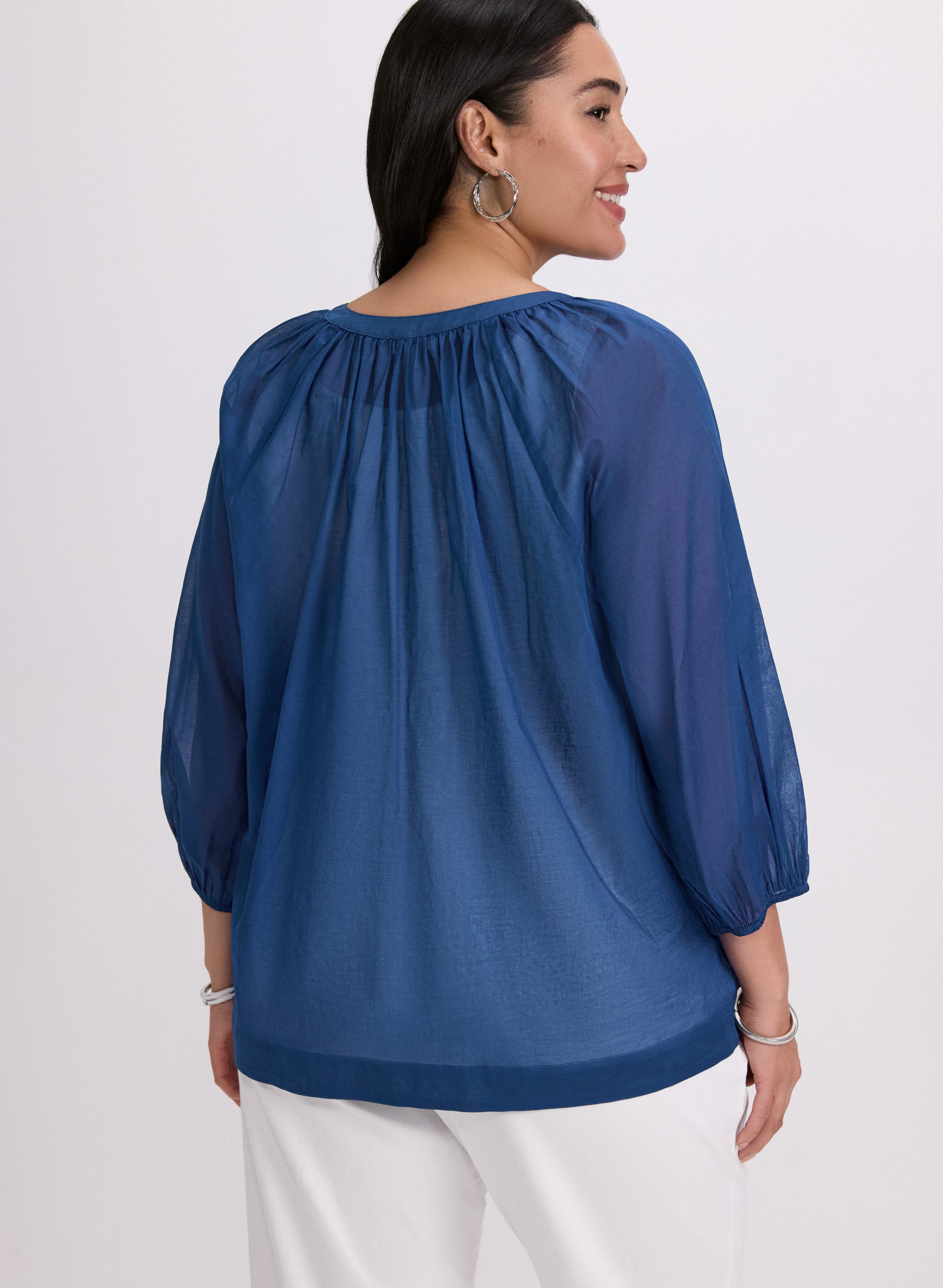 Cotton Split Neck Blouse