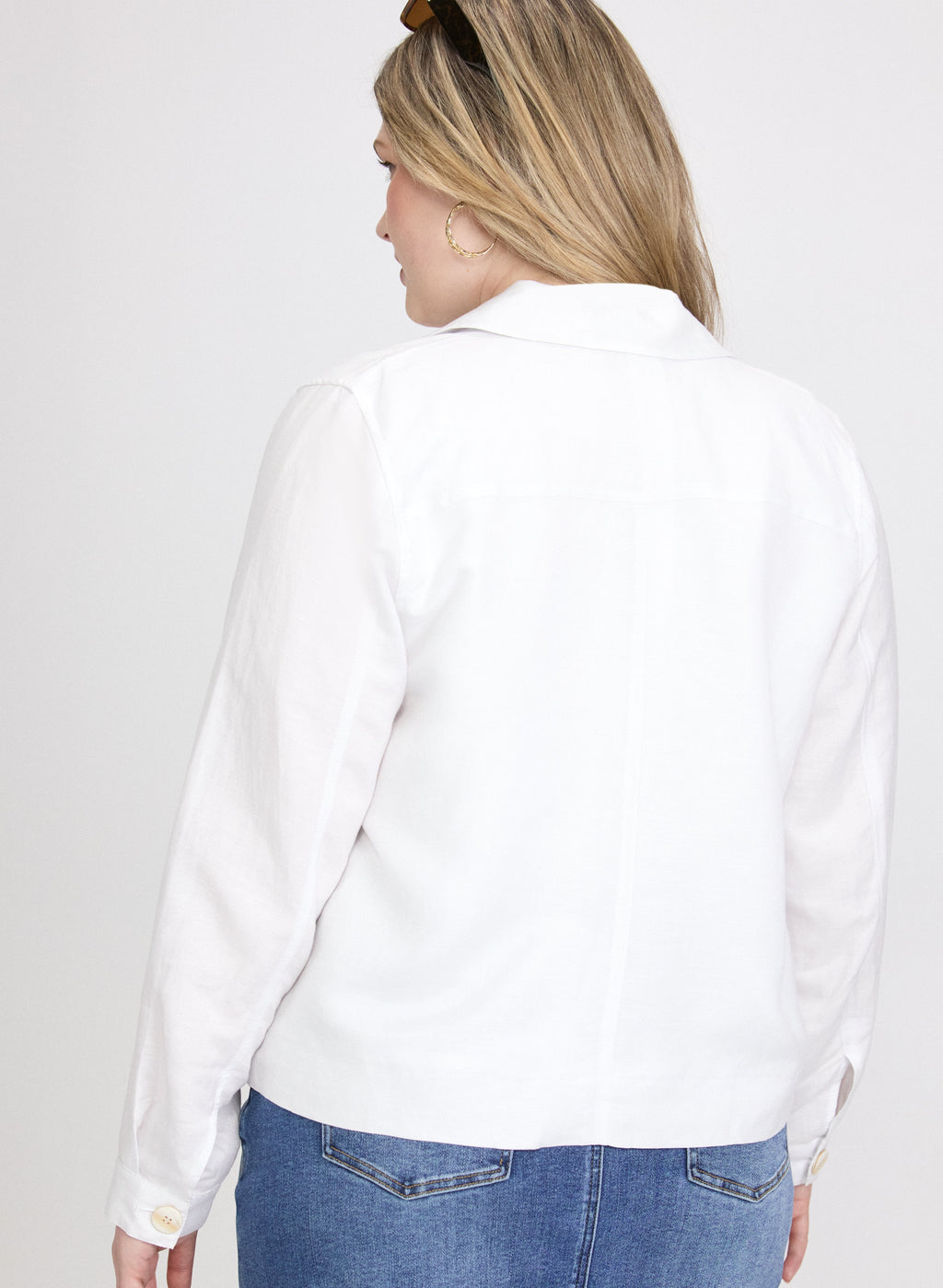 Cropped Linen-Blend Shacket