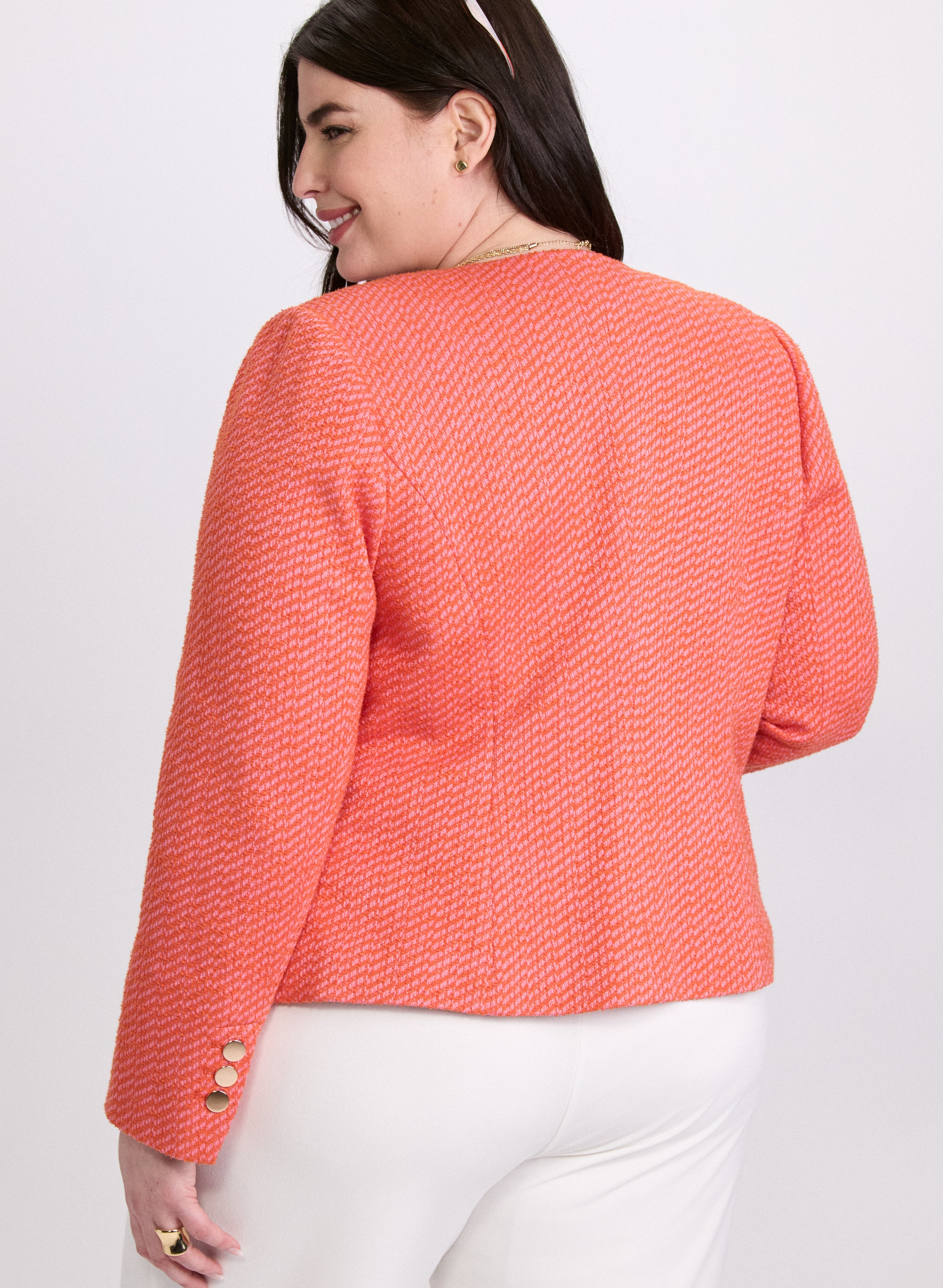 Collarless Bouclé Jacket
