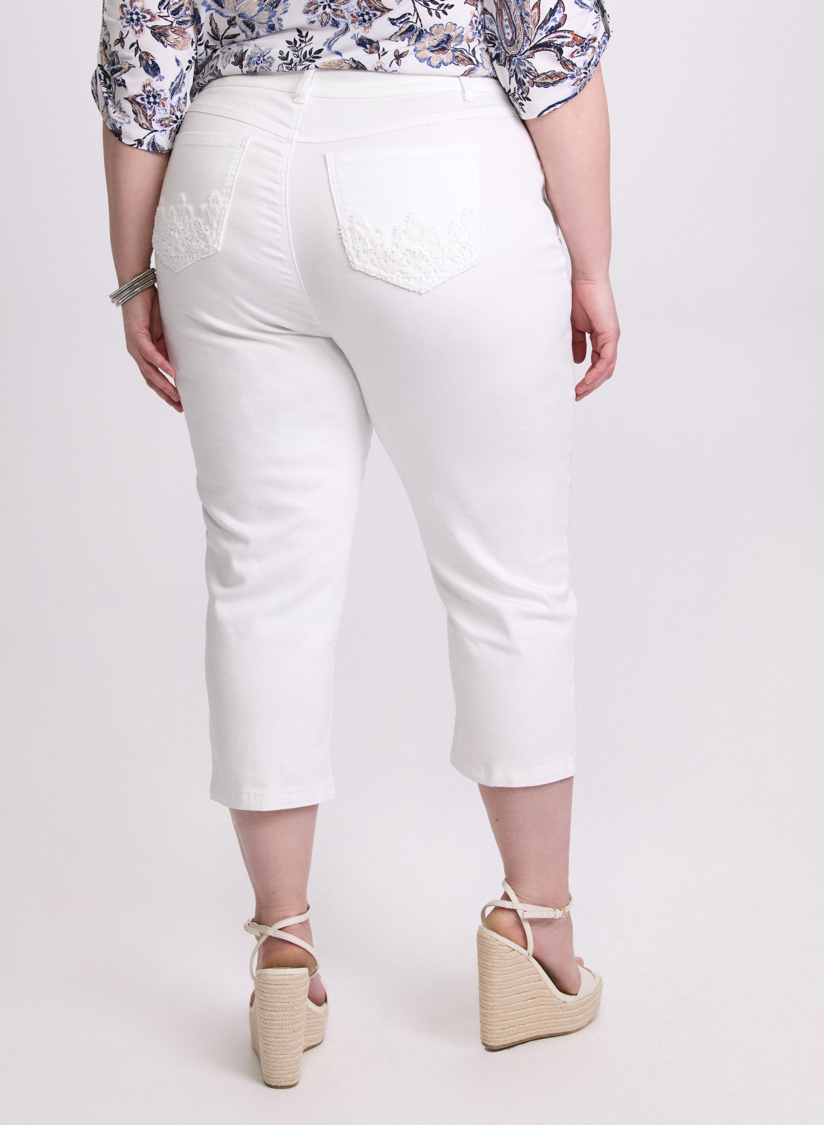 Crochet Trim Denim Capris