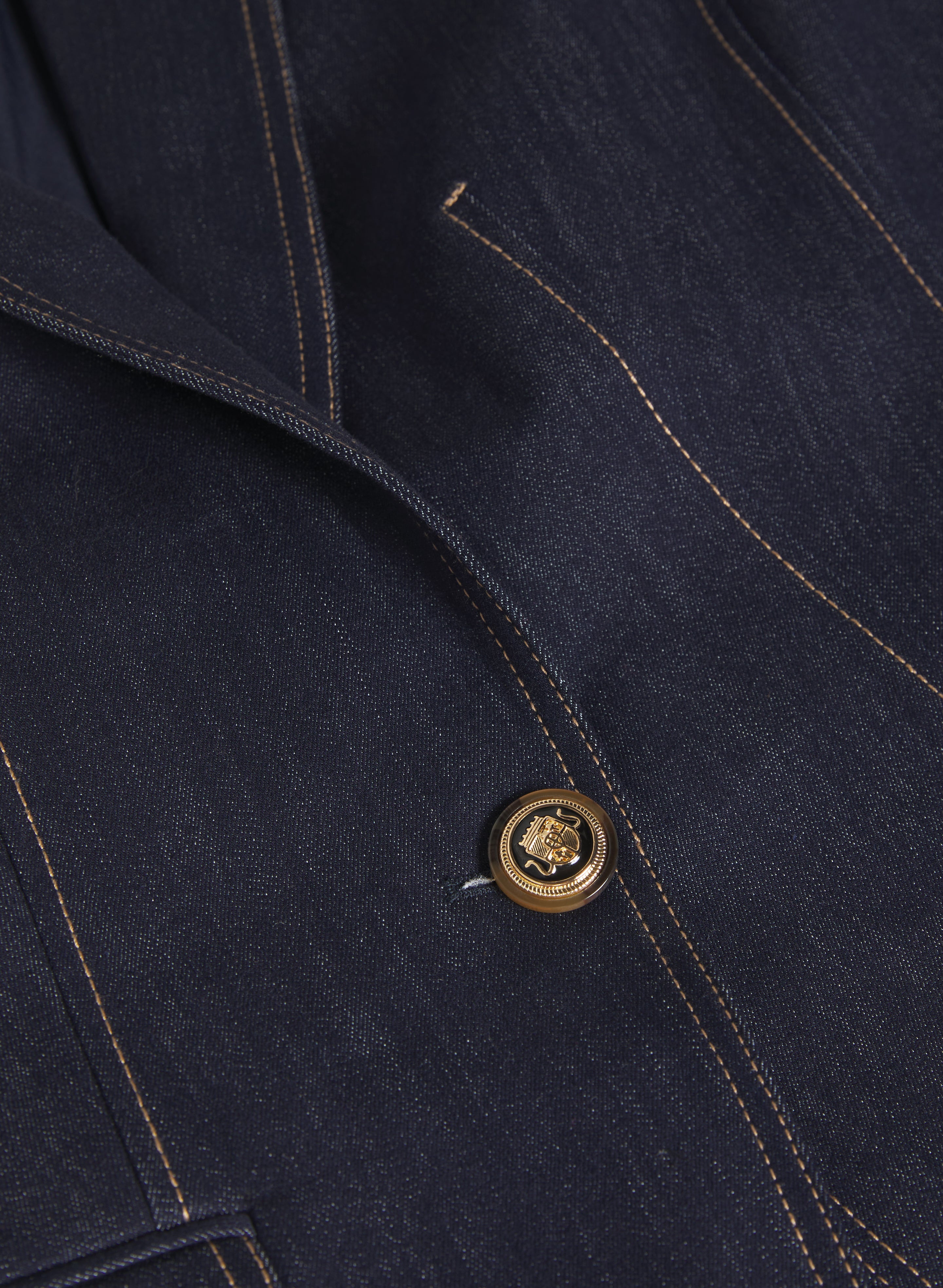 Contrast Stitch Denim Blazer