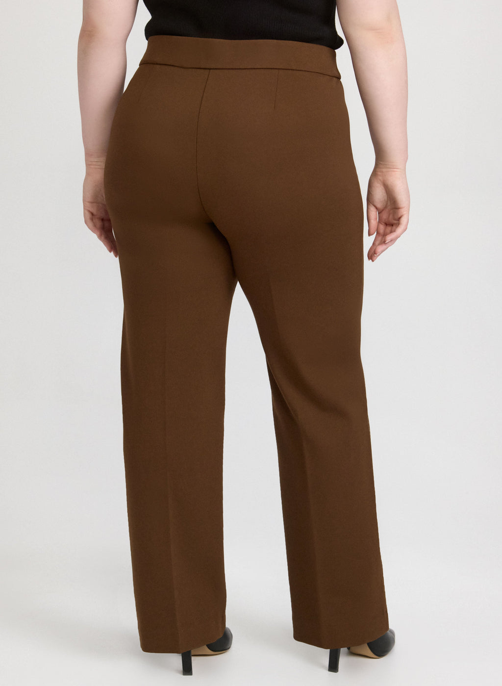 Ava Embossed Button Straight-Leg Pants