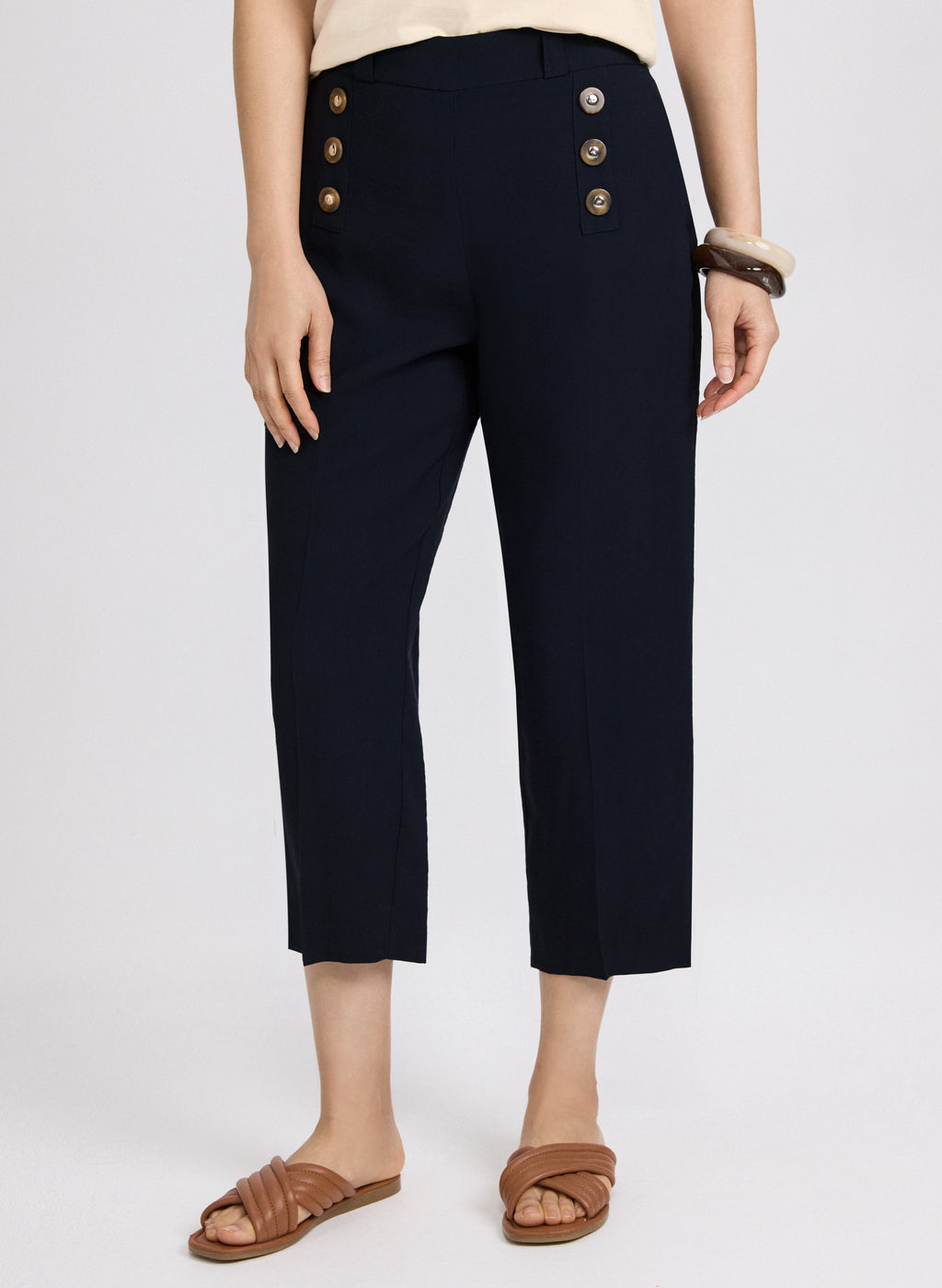 Button Detail Capris