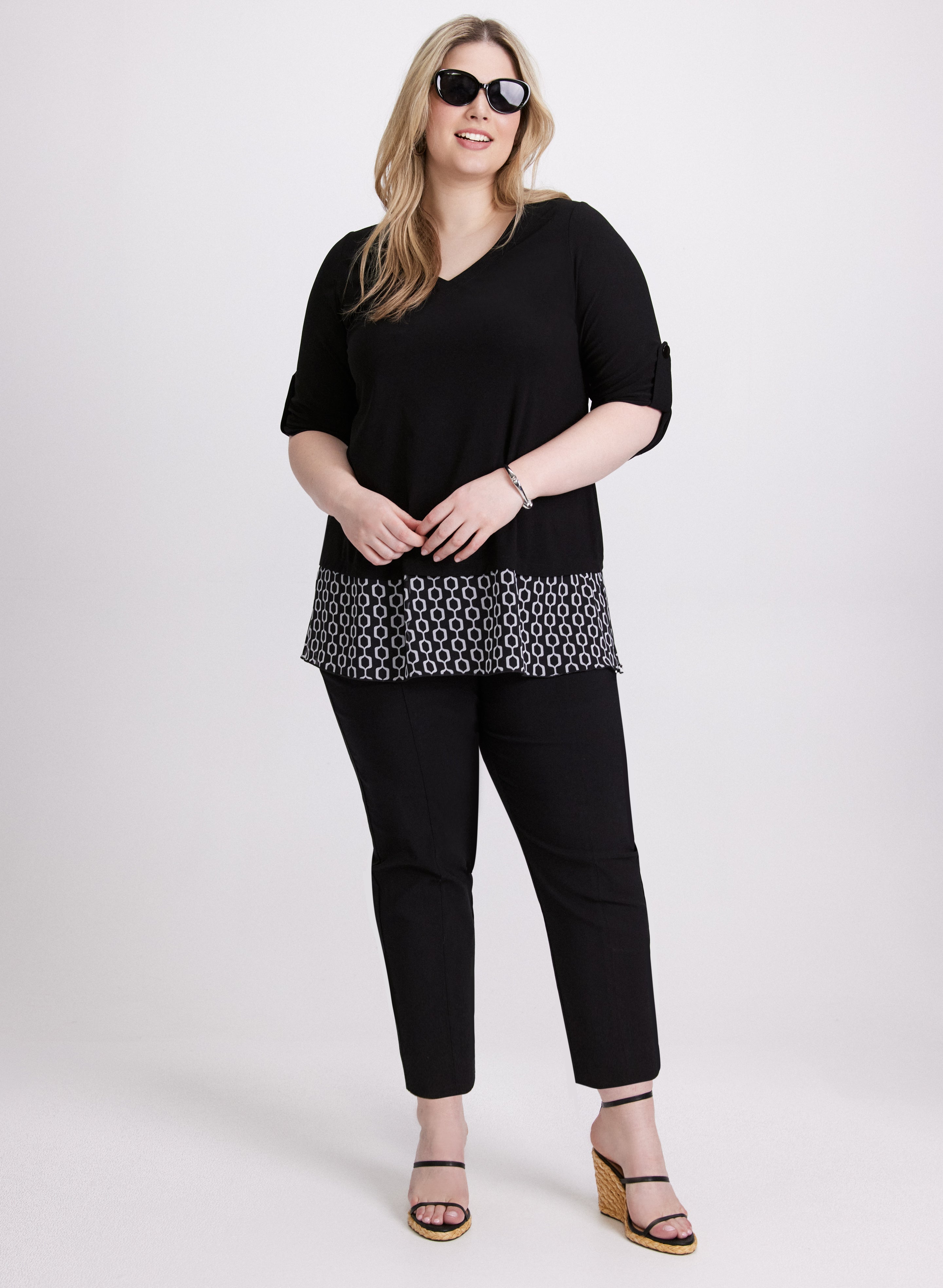 3/4 Sleeve Crepe Top