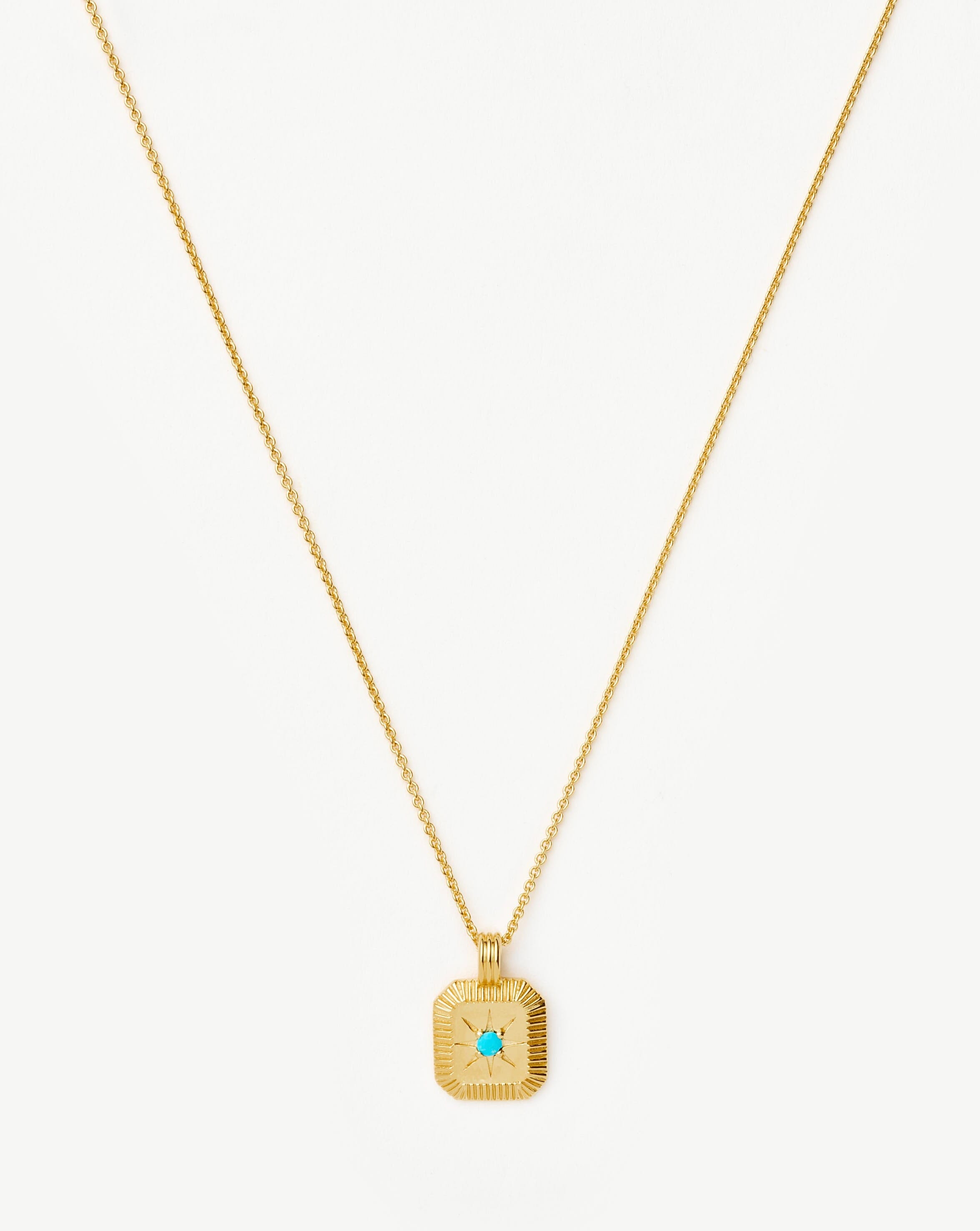 December Birthstone Pendant Necklace | 18k Gold Vermeil/Dyed Turquoise Magnesite